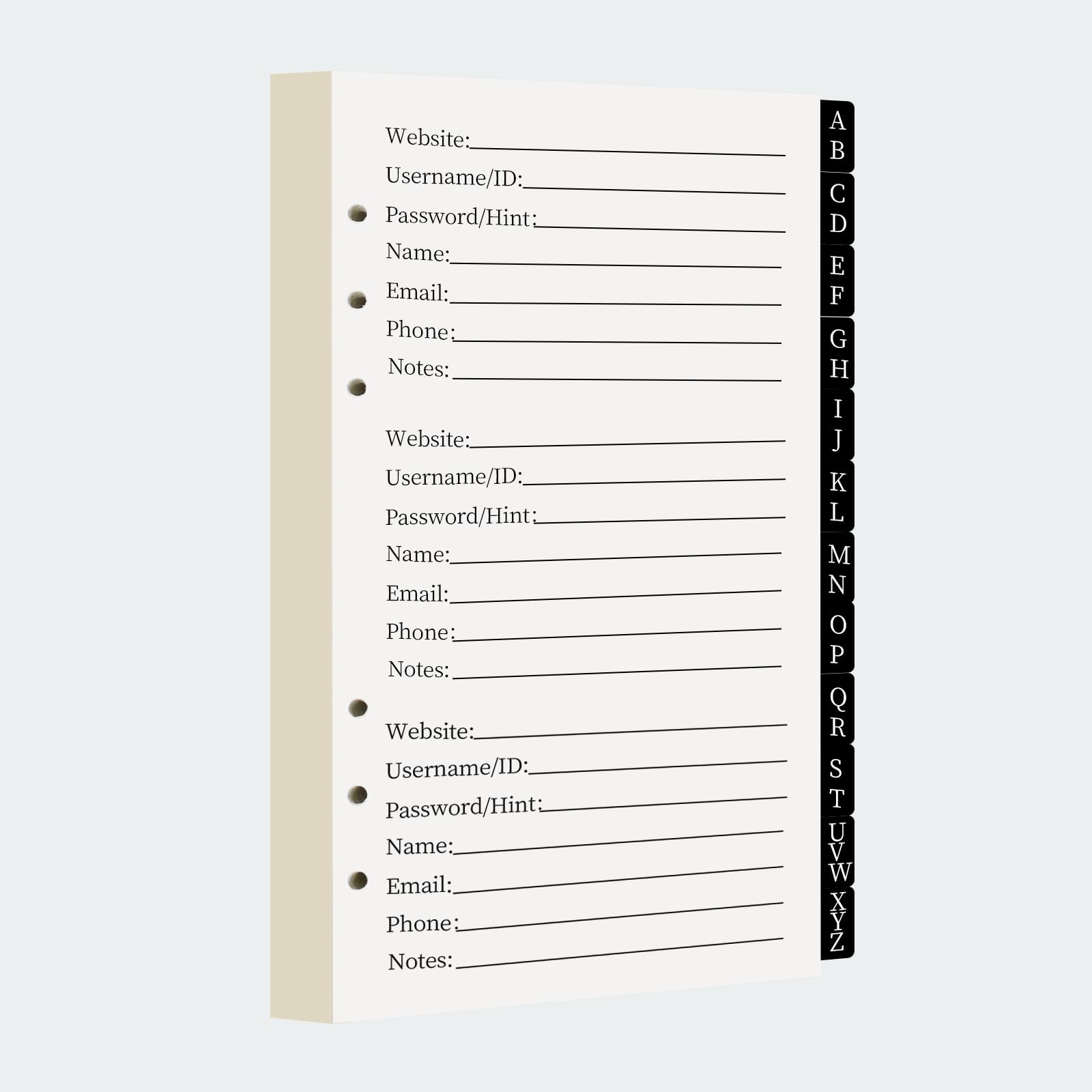 A6 Password Book Refills – 576 Entires Refill Pages With Tab