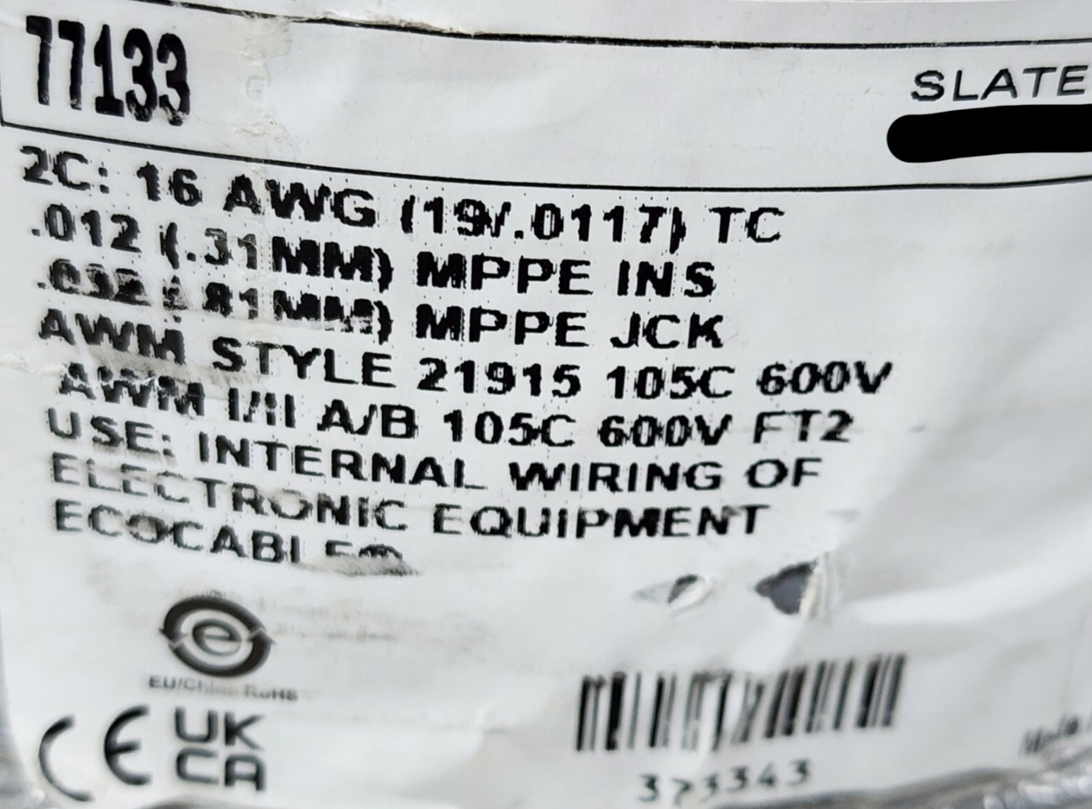 Alpha Wire 77133 16/2C EcoCable Shielded Twist Pair mPPE 600V Control Cable /5ft