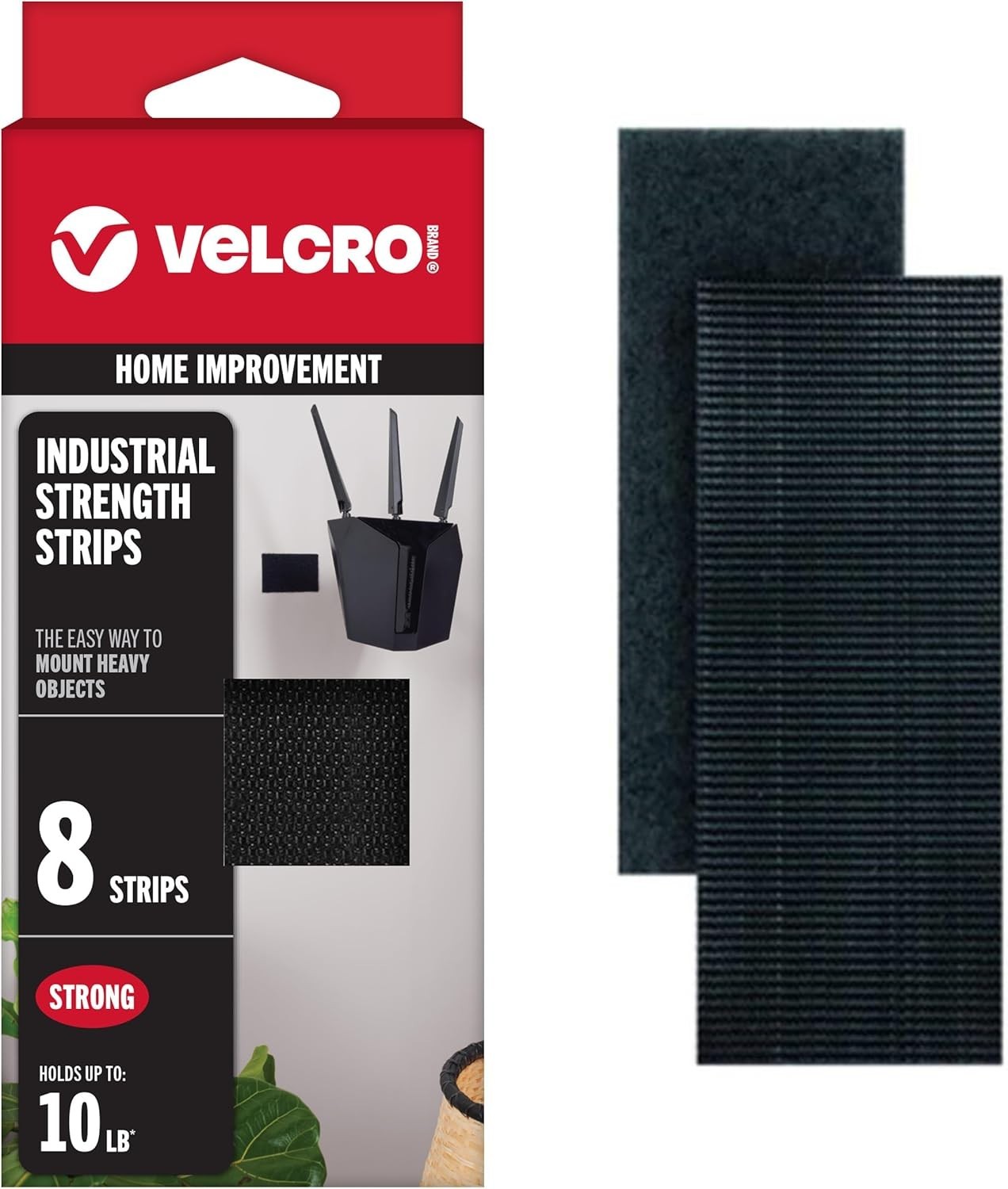 VELCRO VEL-30703-USA Heavy Duty 4×2″ Strips, Industrial Strength Black Tape, 8 S