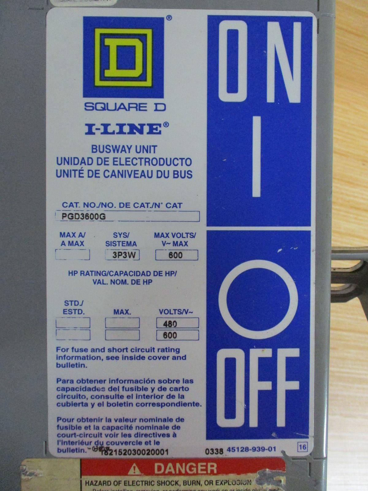 Square D PQ3603G I-Line Busway Unit W/ Fuses & Pilot Lights