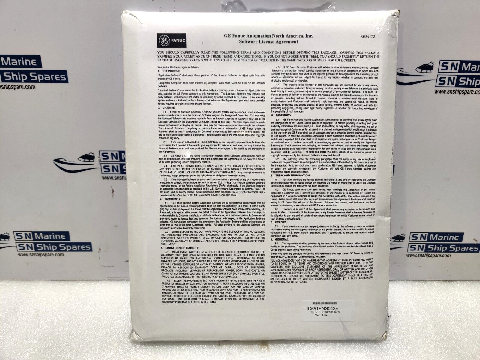 GE Fanuc GFJ-317D Hygiene Software VER. 1.04 NOV 20003988