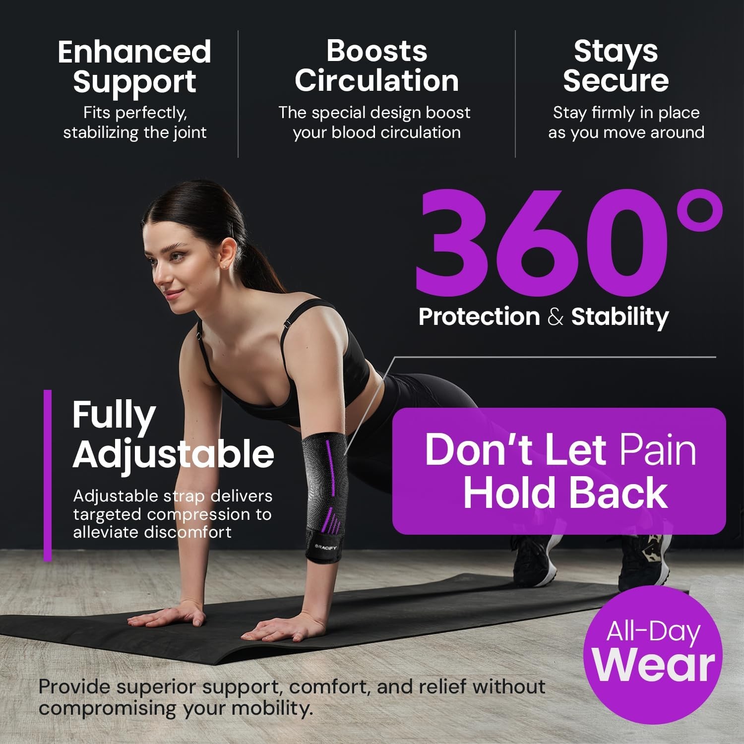Tennis Elbow Brace for Women & Men, Fitness and Everyday Use (Large)
