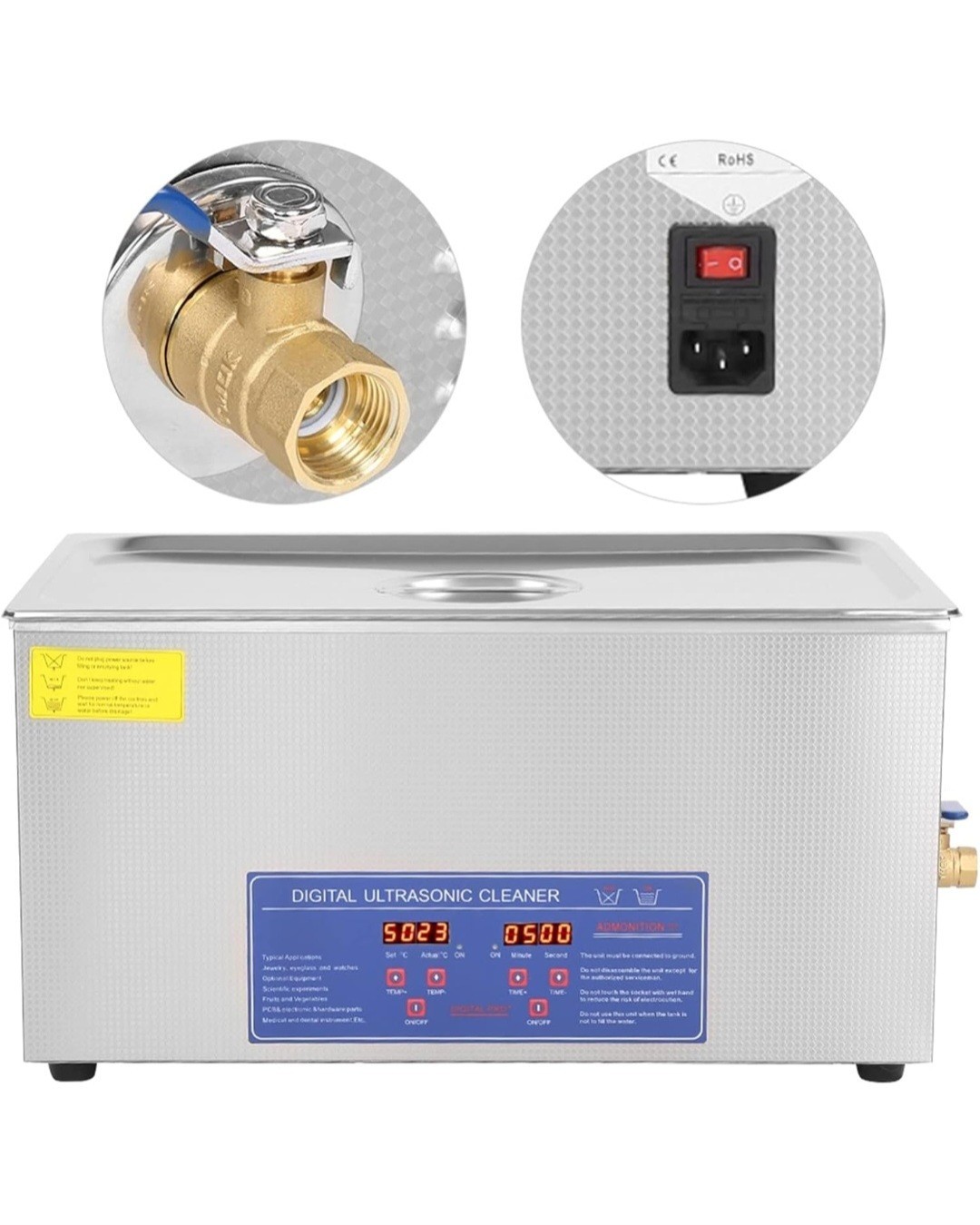 VEVOR 40KHz 600W Stainless Steel Ultrasonic Cleaner 22L Digital Control Cleaning