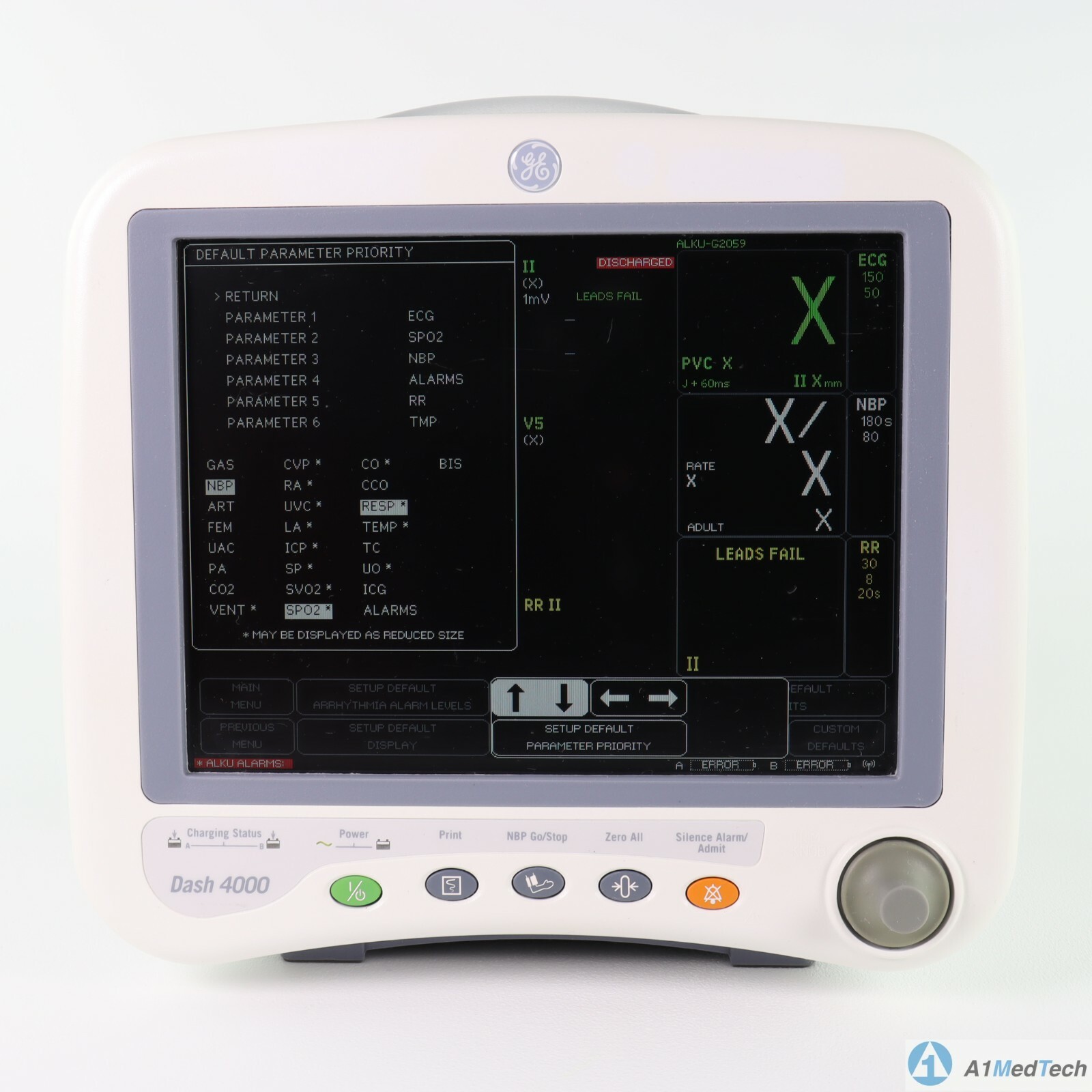 GE Medical Dash 4000 Wireless Patient Monitor 2035598-209 with Cables & Printer