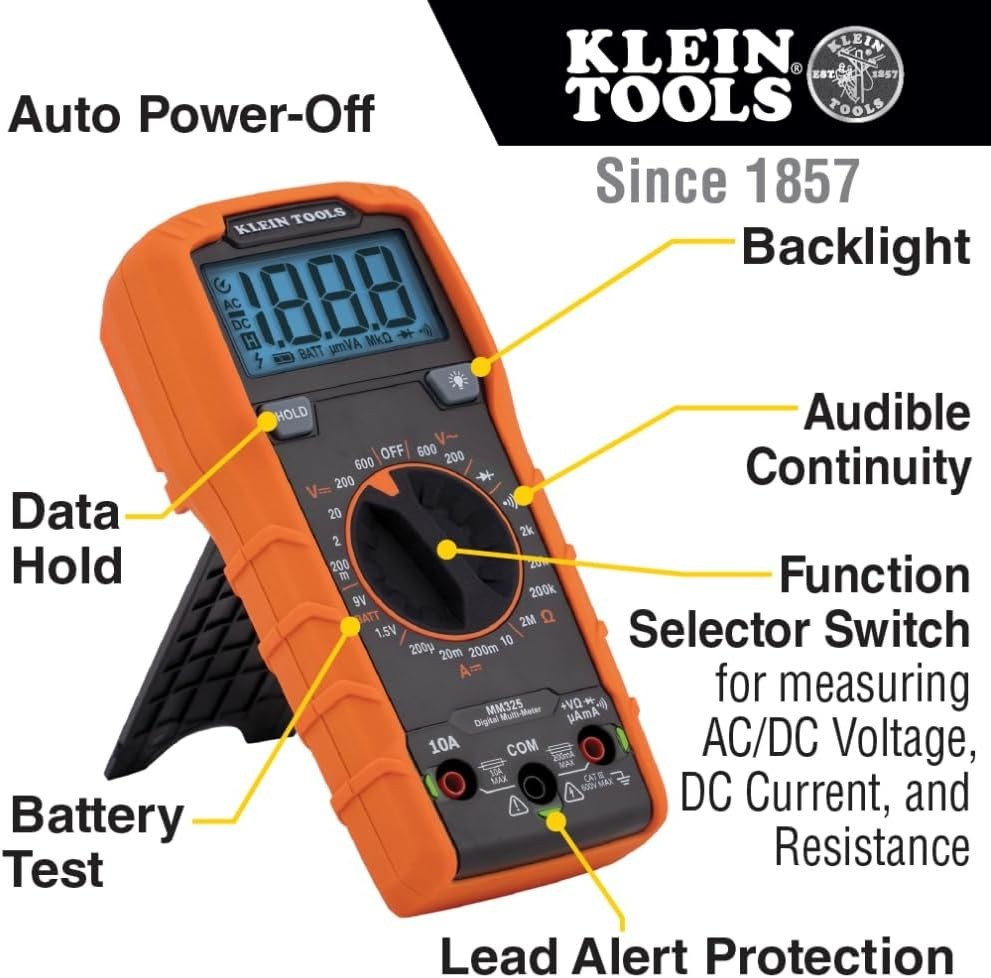 Versatile Digital Multimeter with Lead Alert & Backlit LCD for Precise Testing