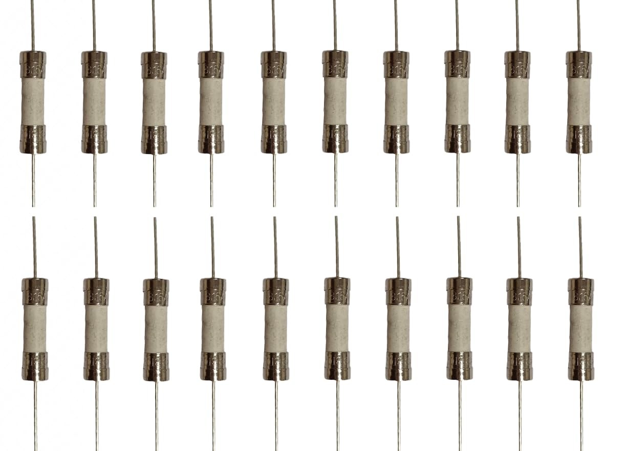 T12A 12A 250V Slow-Blow Fuses – 5x20mm Axial Lead Ceramic Body with Pin 20pcs