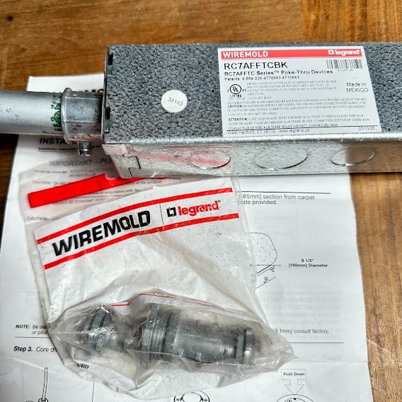 Legrand Wiremold Feed Poke Through Devices Furniture Kit, Black, Multi-Service