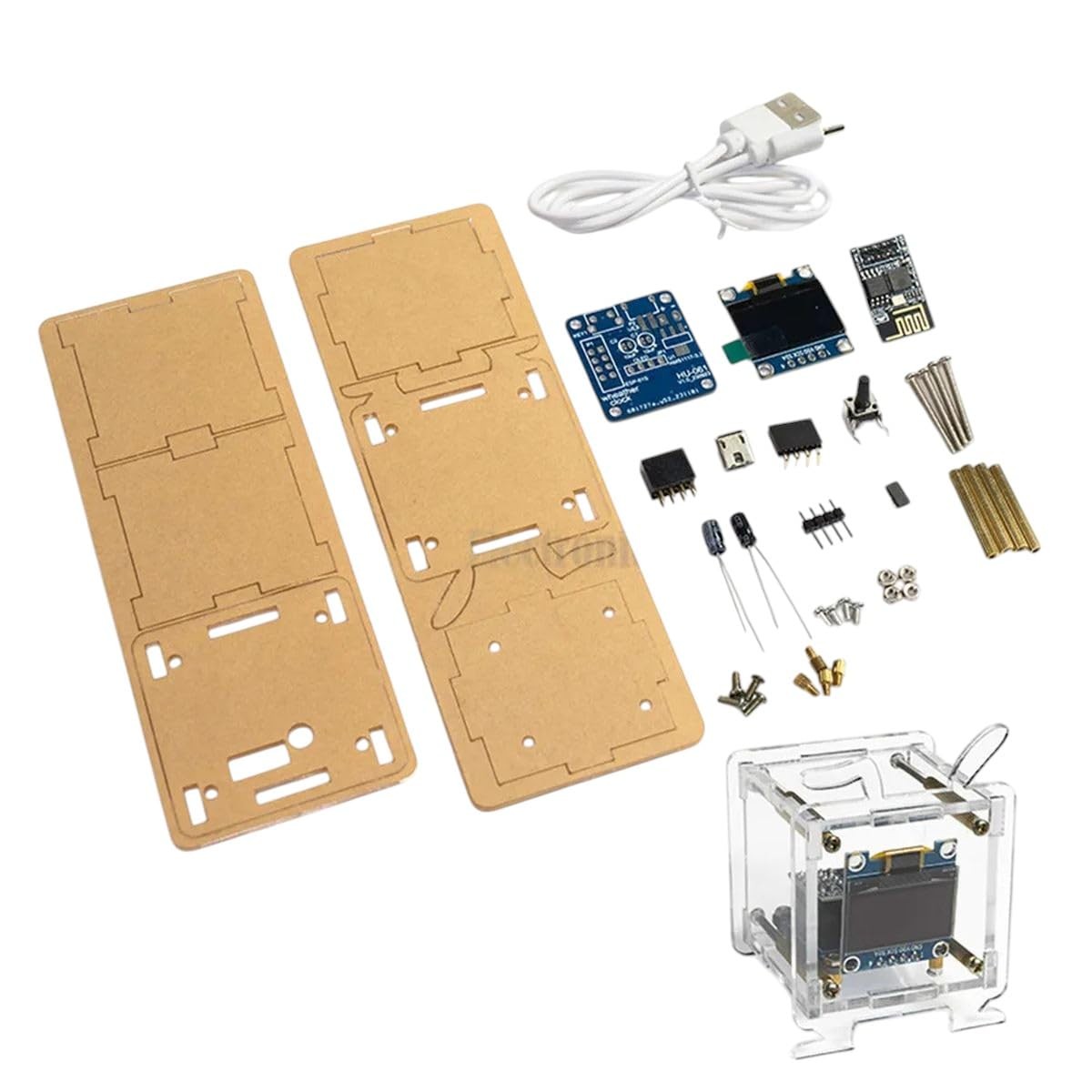 1Set DIY Electronic Display Mini Clock Kit With Shell Soldering Project ESP8266