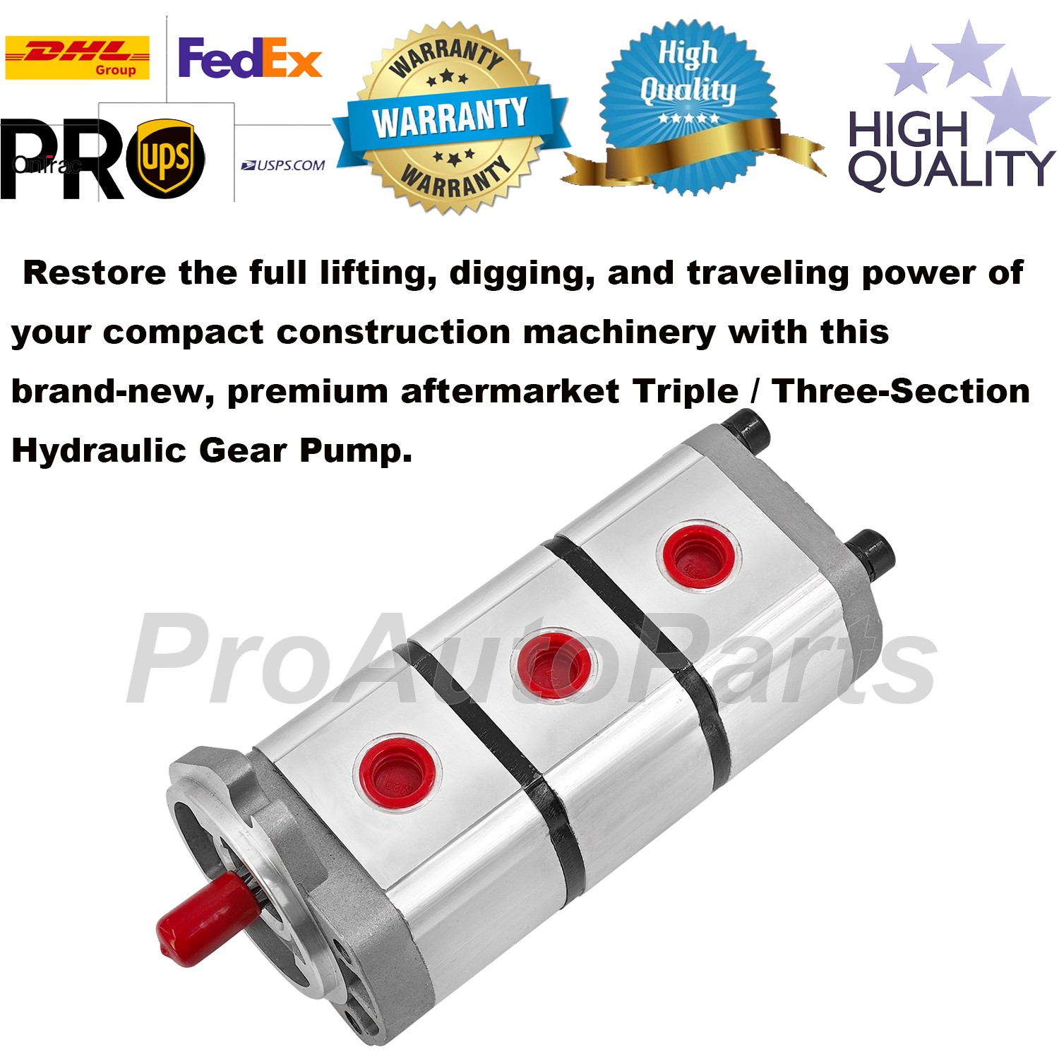 3-Section Hydraulic Pump PGP510888G3LP For AGT Skid Steer Loaders Gear Pump