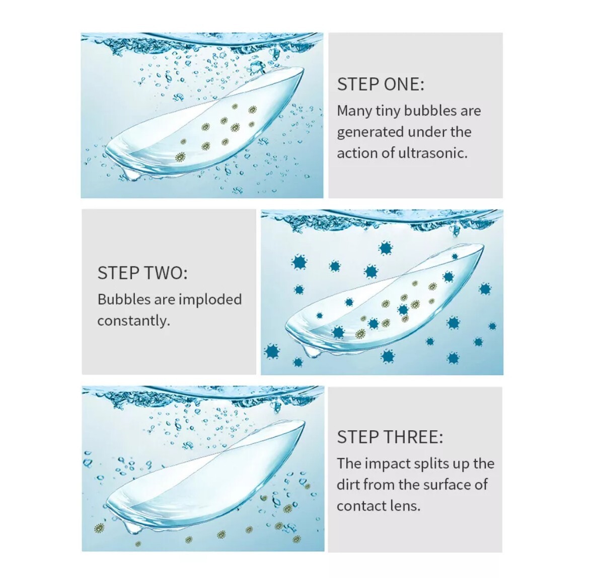 Portable USB Ultrasonic Contact Lens Cleaner CE-3500 for Daily Use Travel SILVER