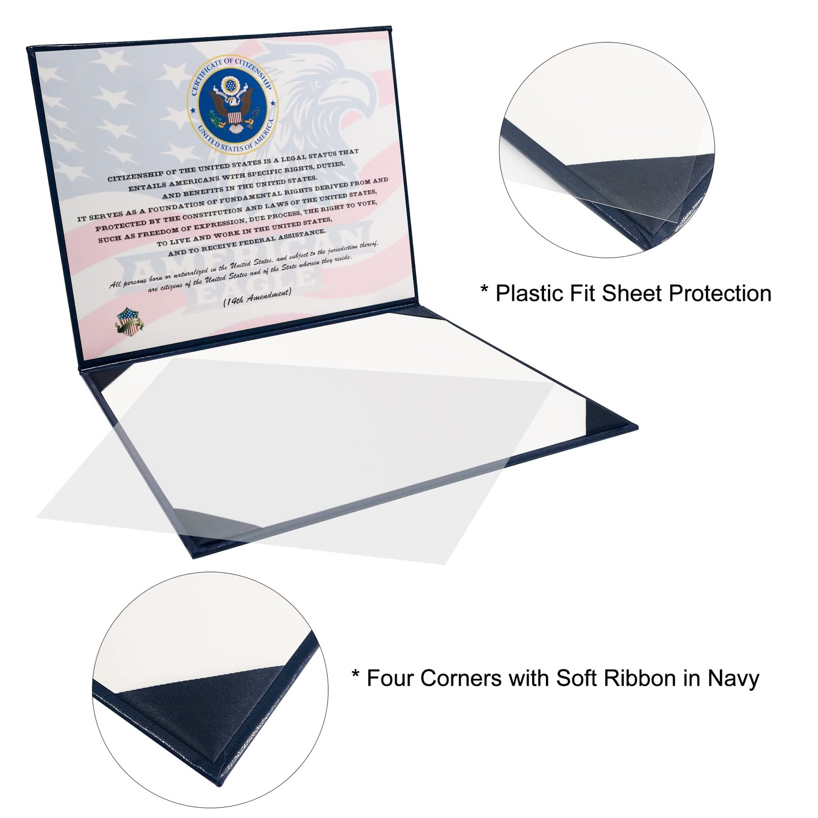 2026 US Citizenship Certificate Holder Padded Leatherette Cover with Seal