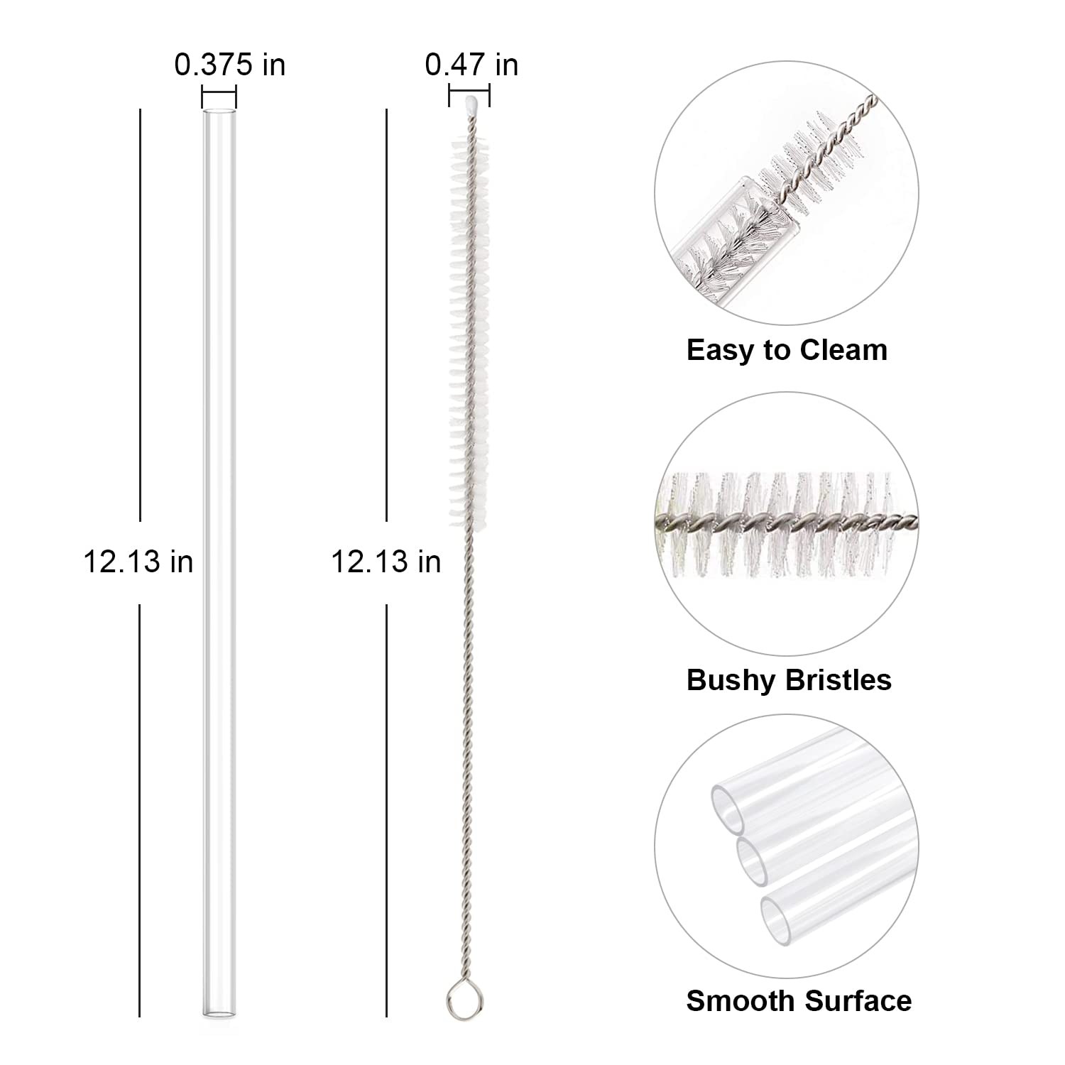 Beonsky Replacement Straw For 40oz/30oz, Clear Straw*6 40oz/30oz