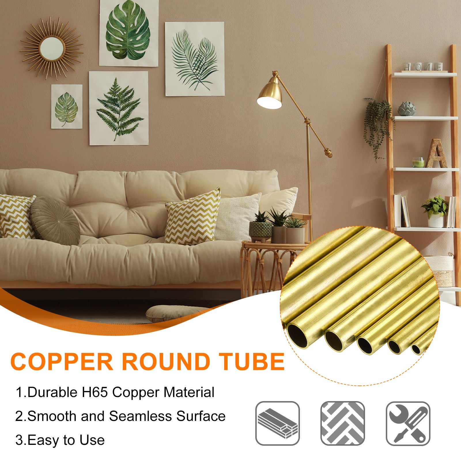13mm OD x 0.5mm Wall Thickness x 406mm(16″) Length Copper Round Tube
