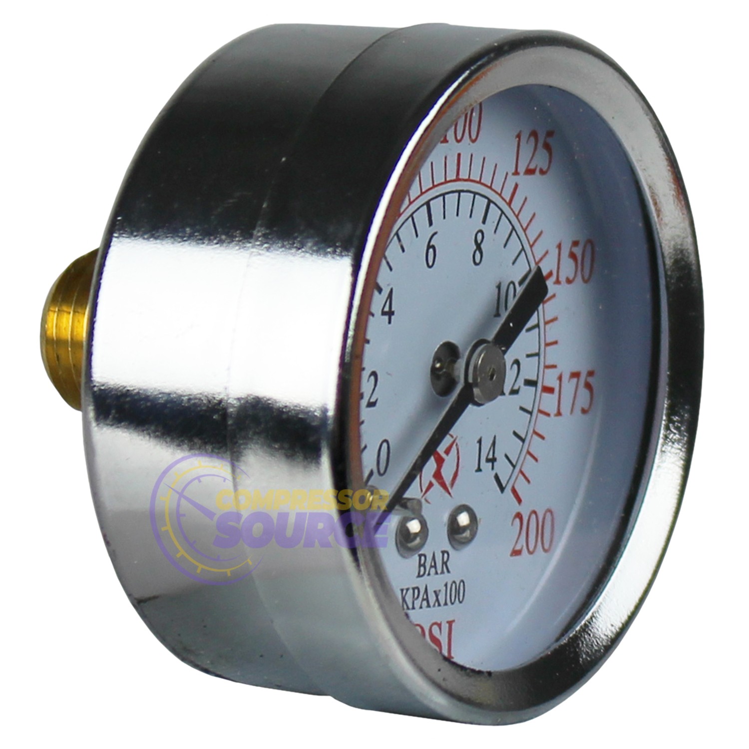 Air Compressor Pressure Hydraulic Gauge 2″ Face Back Mount 1/4″ NPT 0-200 PSI