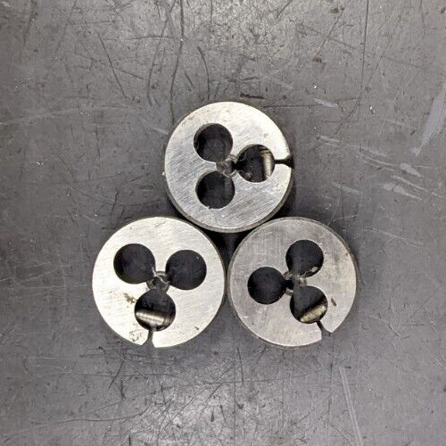 3 Round Dies 2-56 UNC CS 13/16″ OD Screw Adjusting Adjustable Die Carbon Steel