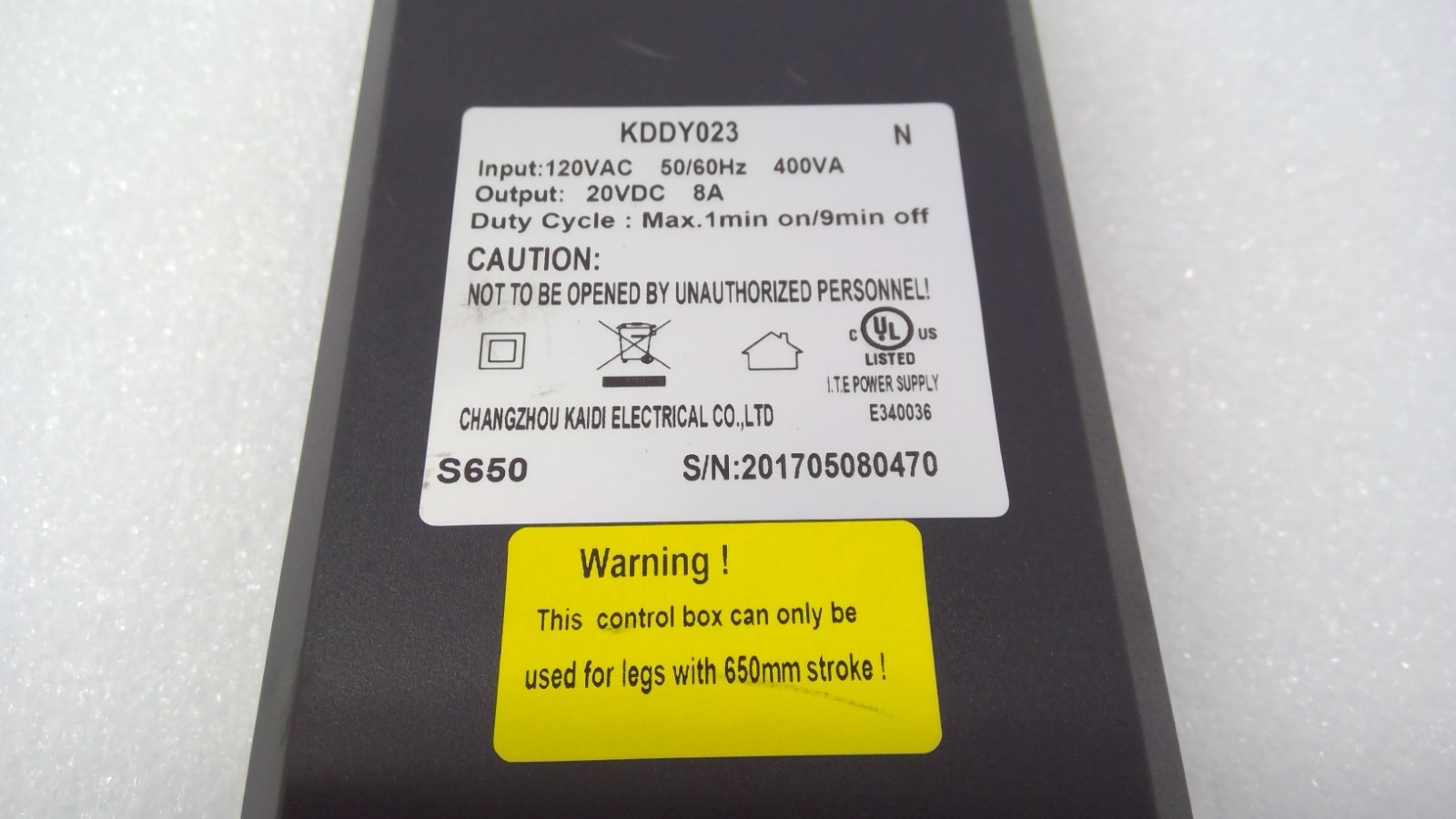 Changzhou Kaidi KDDY023 Linear Actuator Motor Controller Standing Desk Power