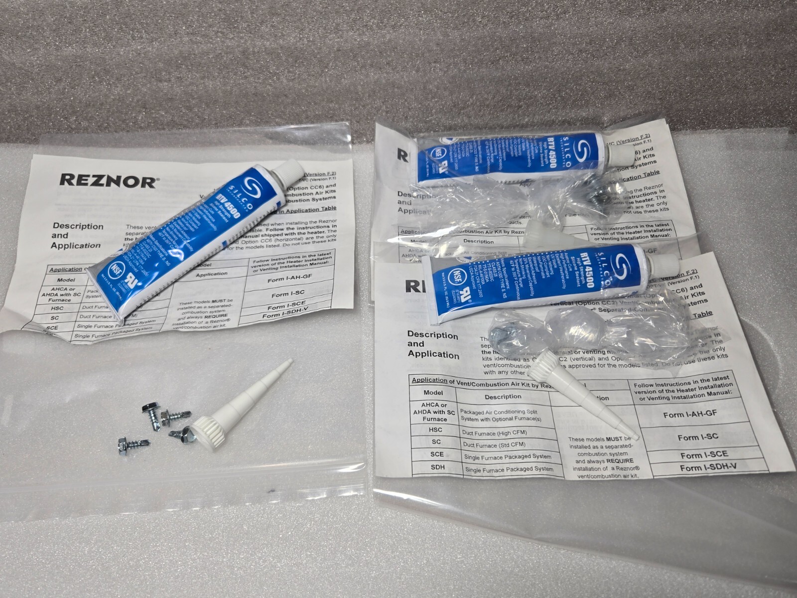 3 SILCO RTV 4500 High Strength Silicone Sealant NSF Grade, for REZNOR HVAC Vents