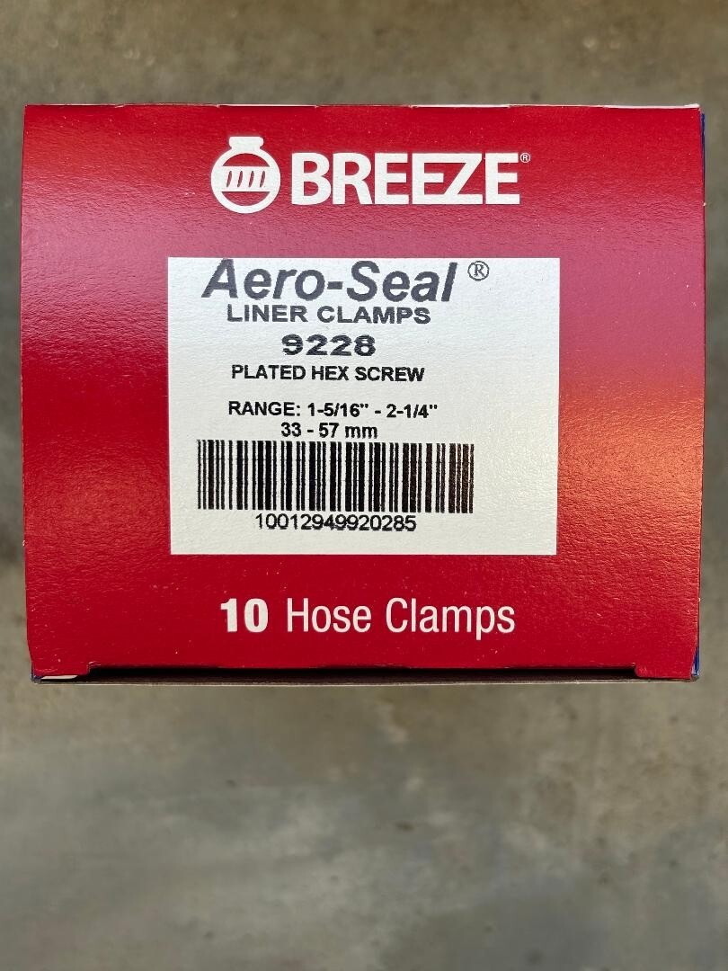 Breeze 9228 AeroSeal Liner Clamp w/ SS Screw Dia 1-5/16in – 2-1/4in (33 – 57mm