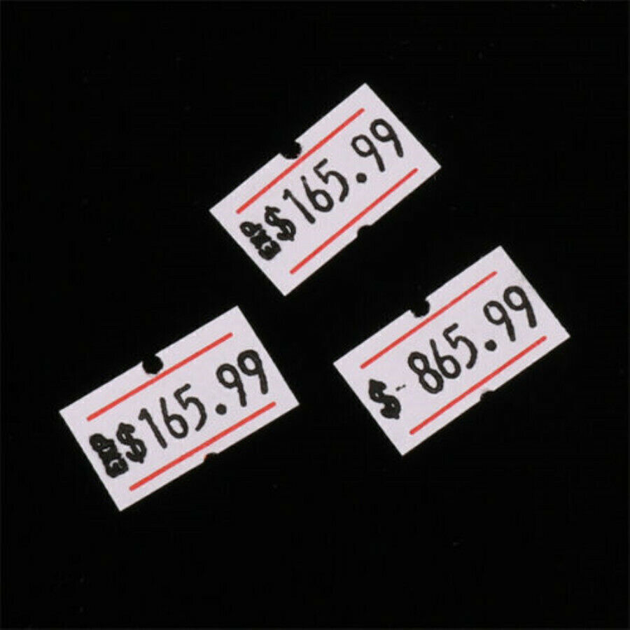 10 Rolls White Red Line Price Tag Gun Sticker 600 Labels Per Roll For MX 5500