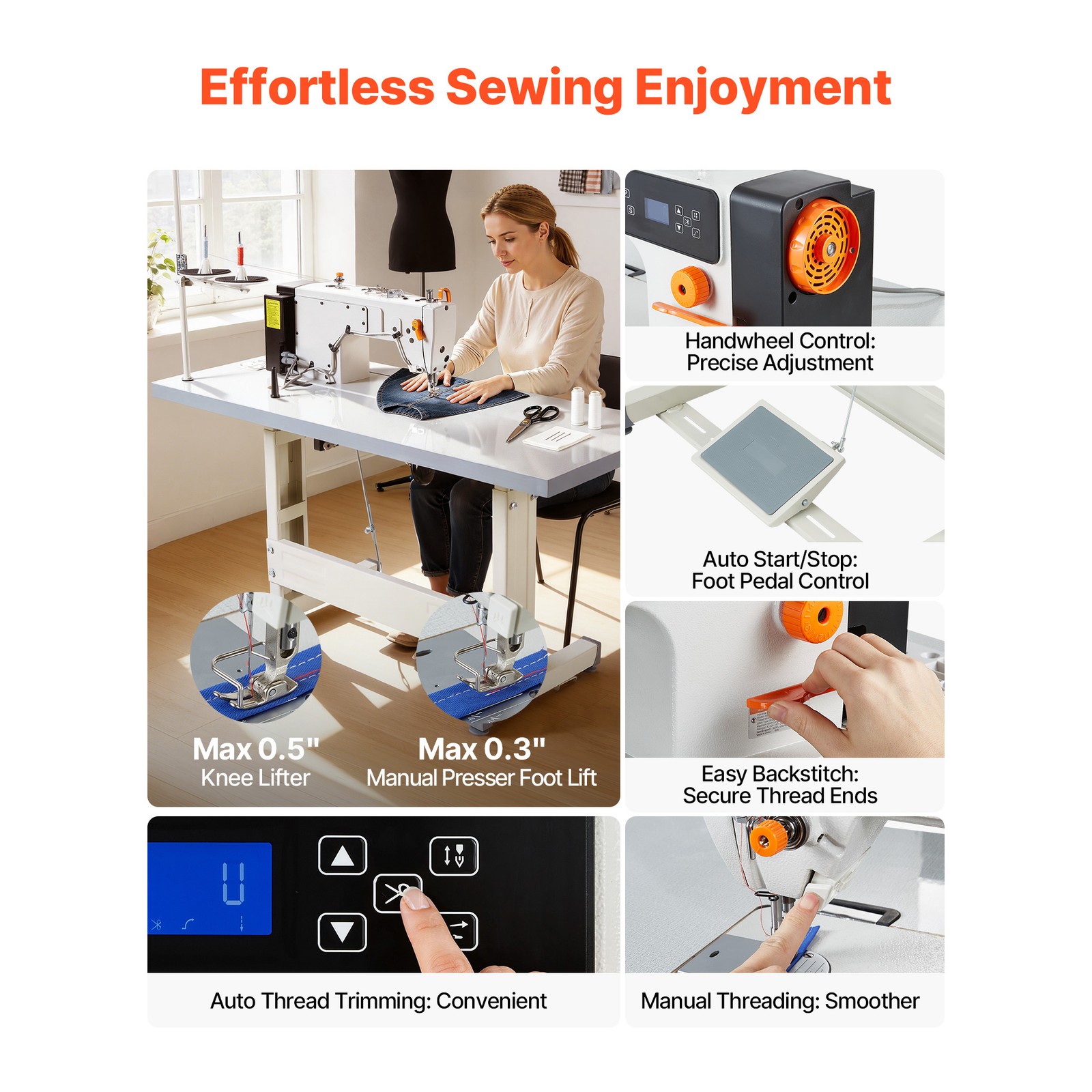 Uimoso Industrial Lockstitch Sewing Machine with Thread Cutter Set