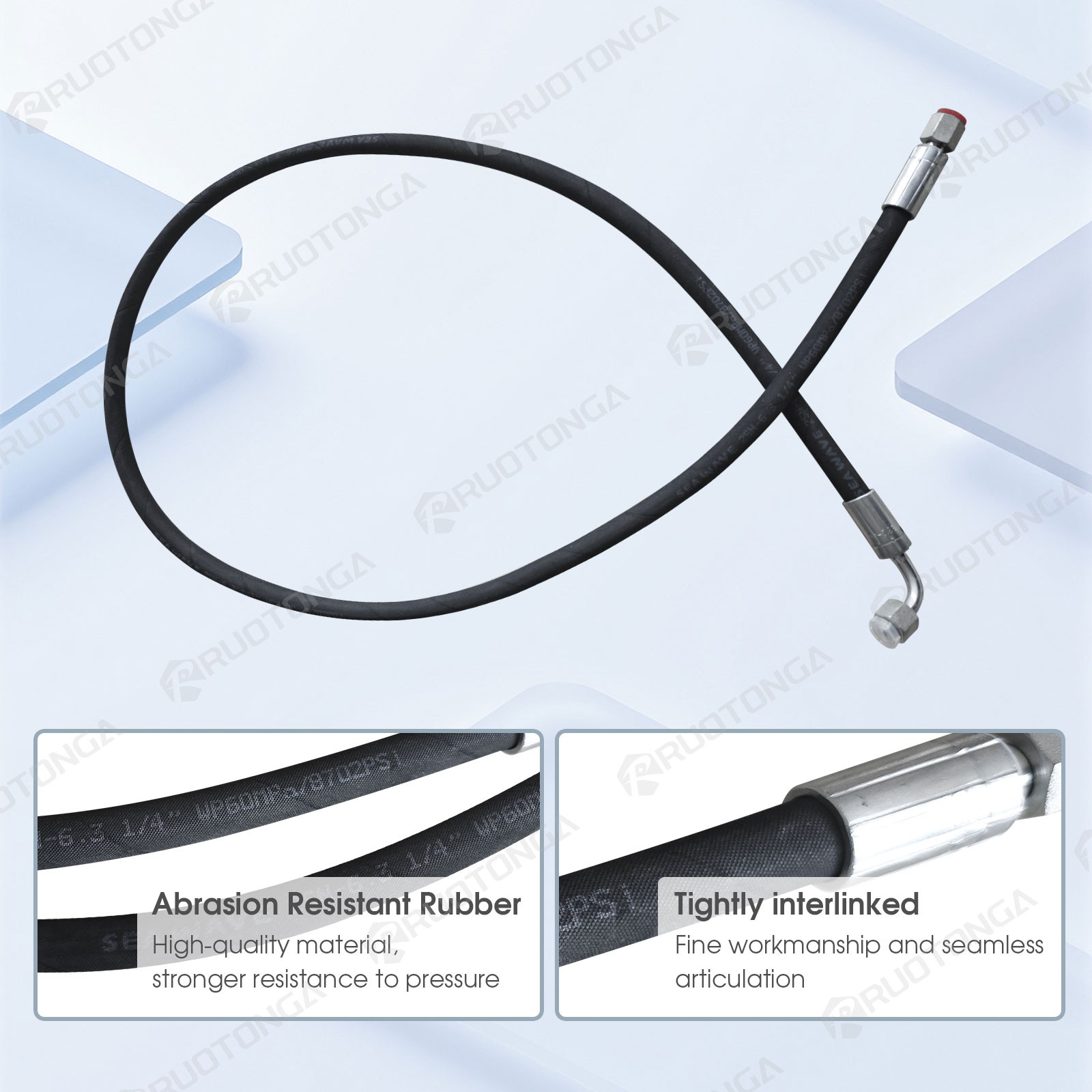 Agt Miva Chinese Mini Excavator Hydraulic Hose M14x1.5 X 60″ One End 90° One Str