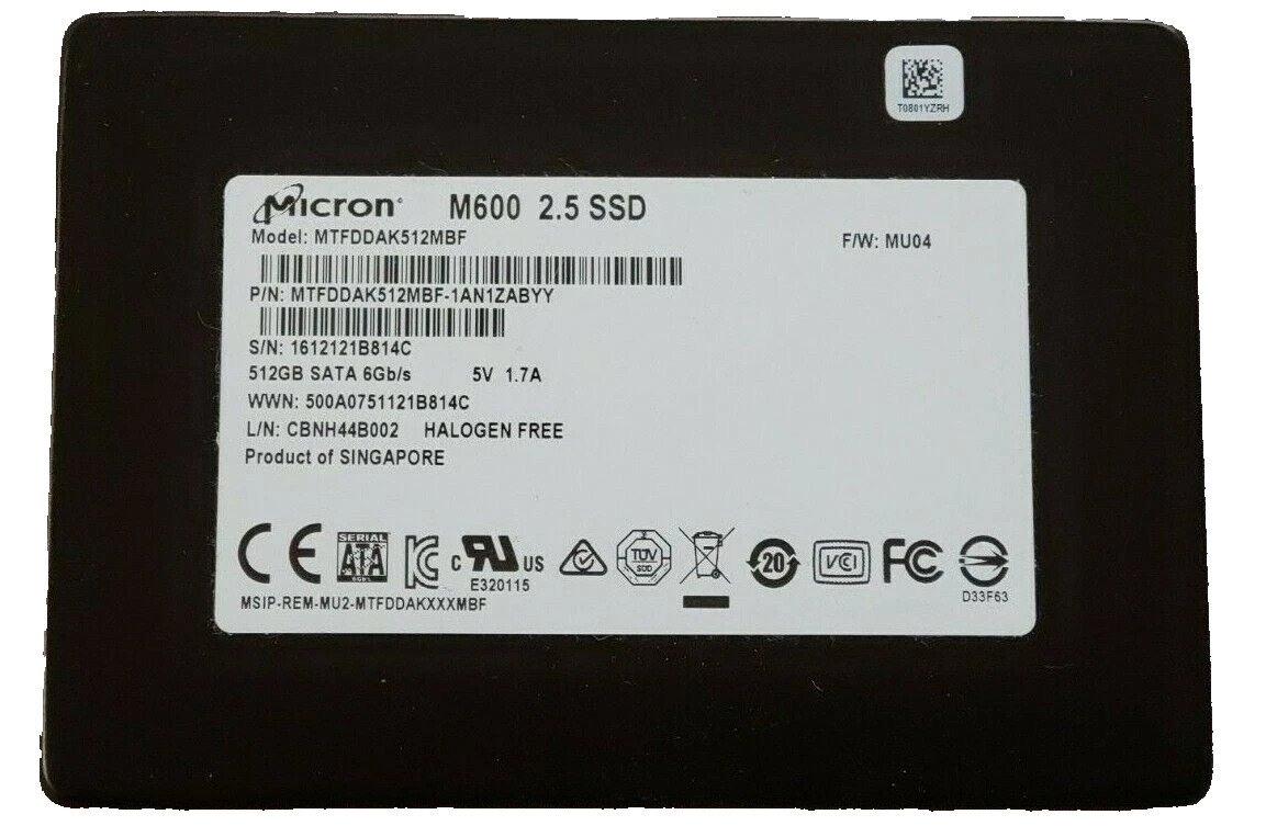 MTFDDAK512MBF M600 512GB SATA 6Gbps SED SSD 2.5″ Solid State Drive