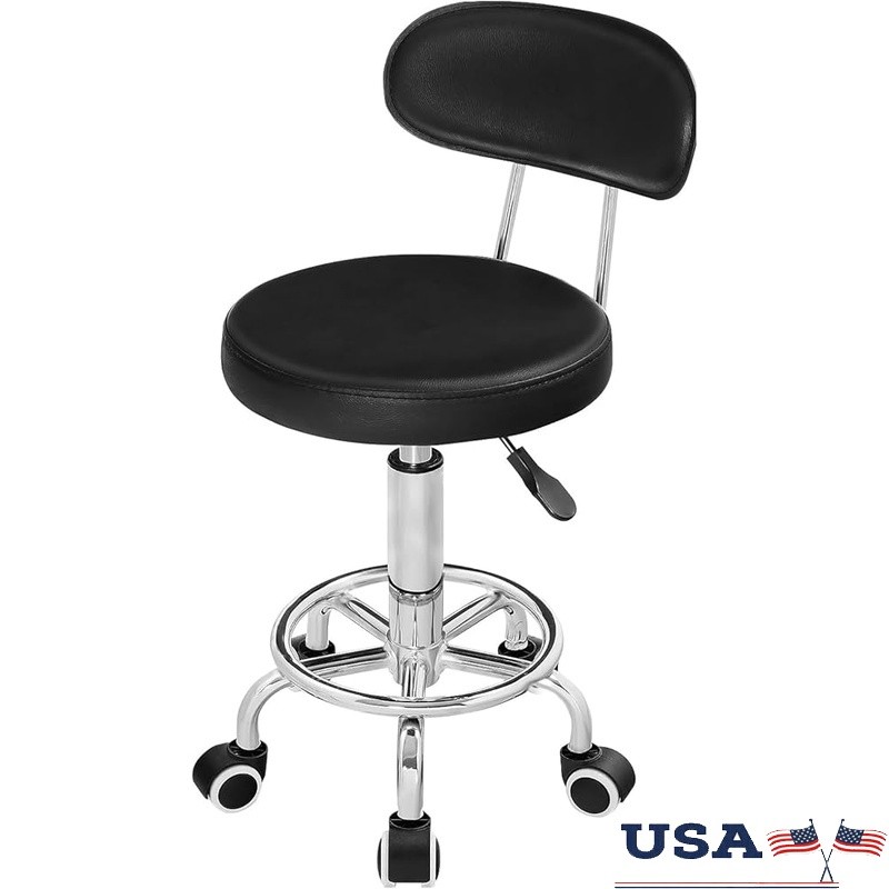 Height Adjustable Drafting Chair Rolling Stool Ergonomic Office Chair W/ Wheels