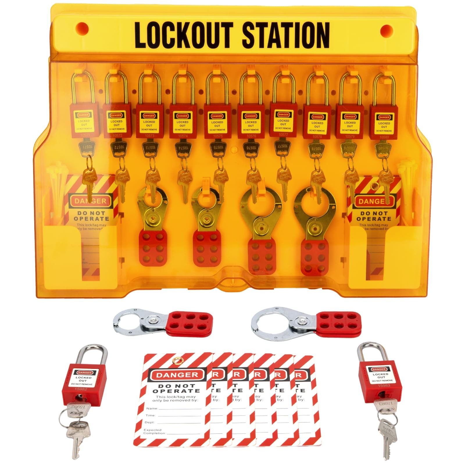 Lockout Tagout Station W/ Loto Devices Kit Board 12 Safety Padlocks 6 Hasps 49PC