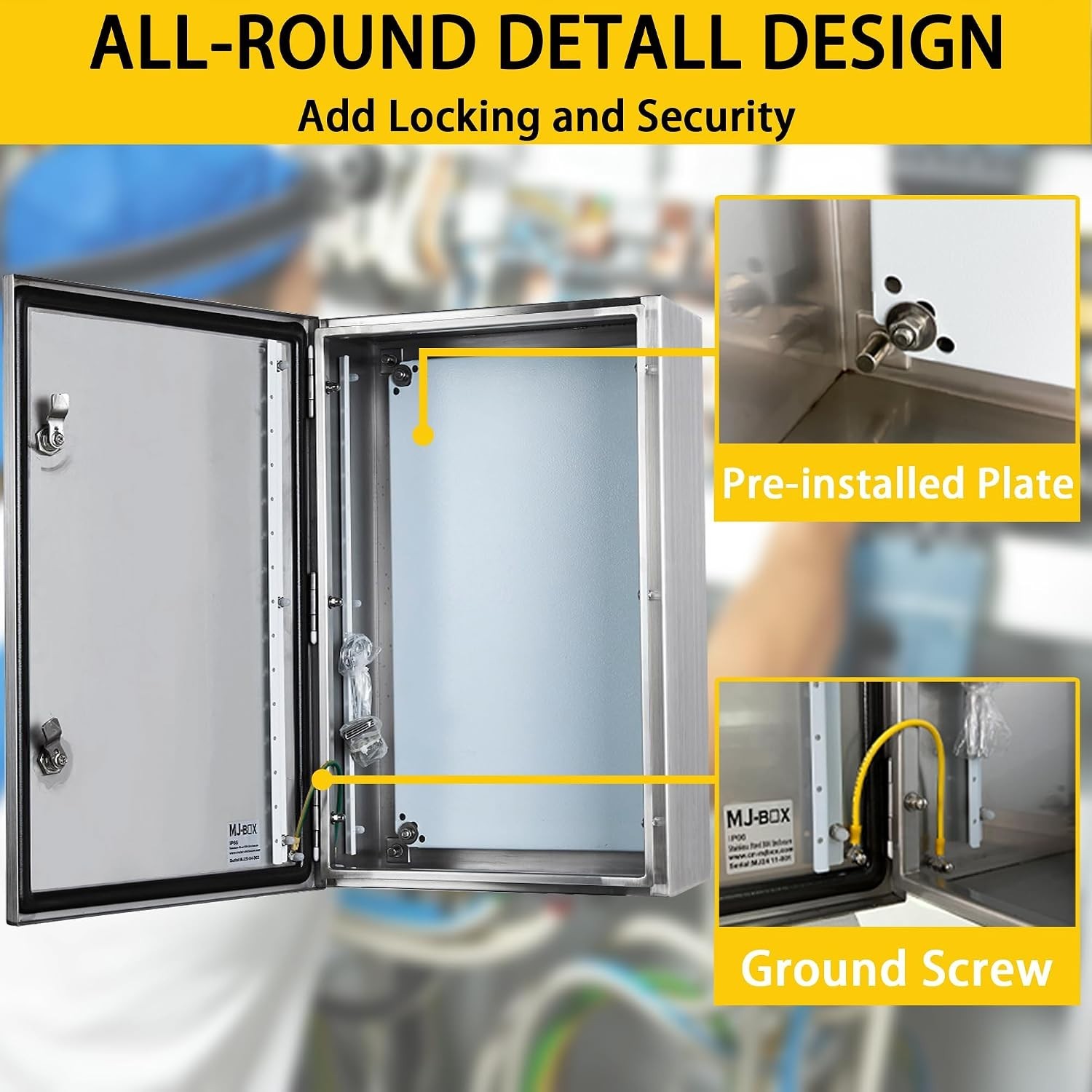 24×20×10″ 304SS Wall Mount Control Cabinet NEMA4X IP66 Corrosion Resistant Box
