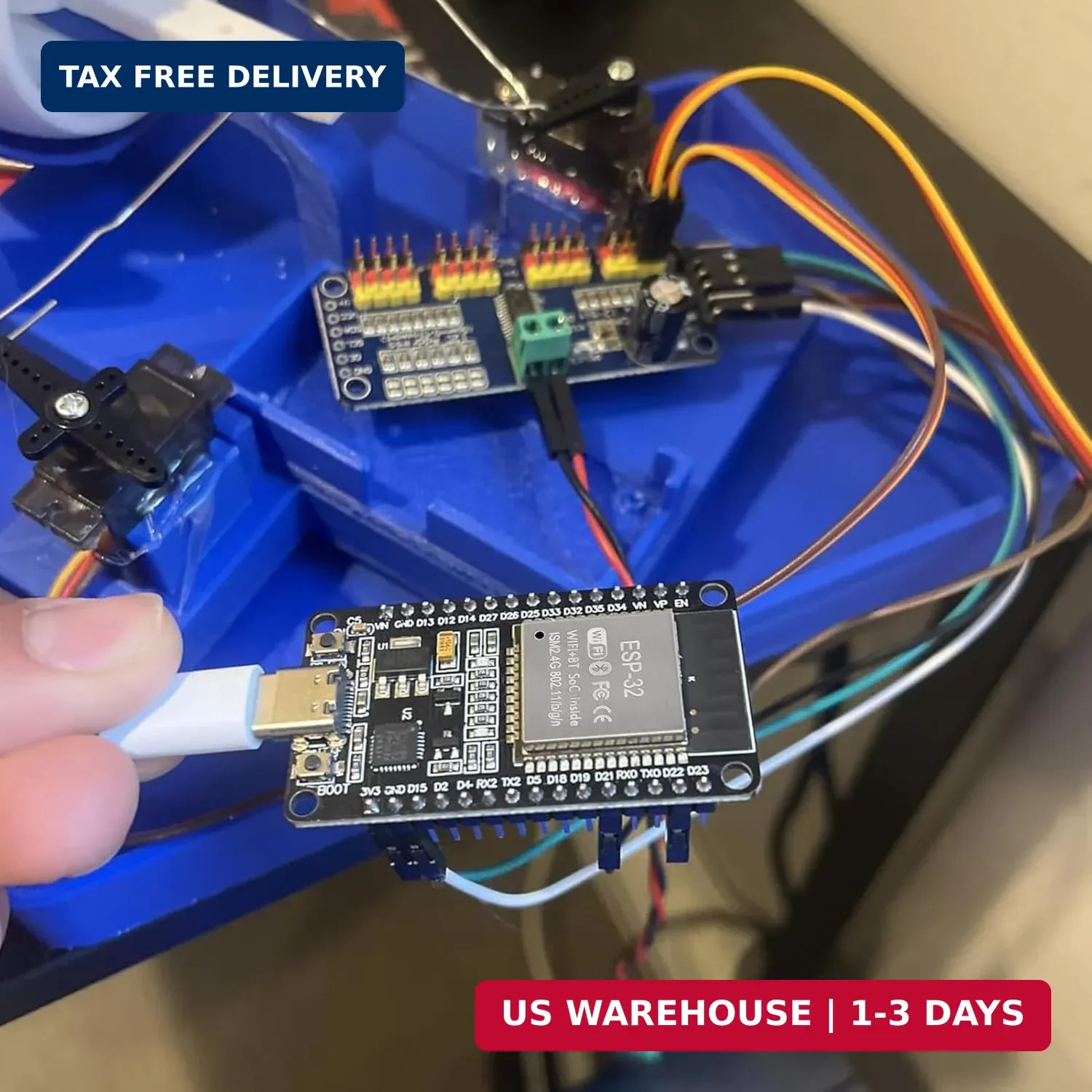 ESP32 ESP-WROOM-32 Wifi and Bluetooth Development Board, 38-Pin, with USB Type-C