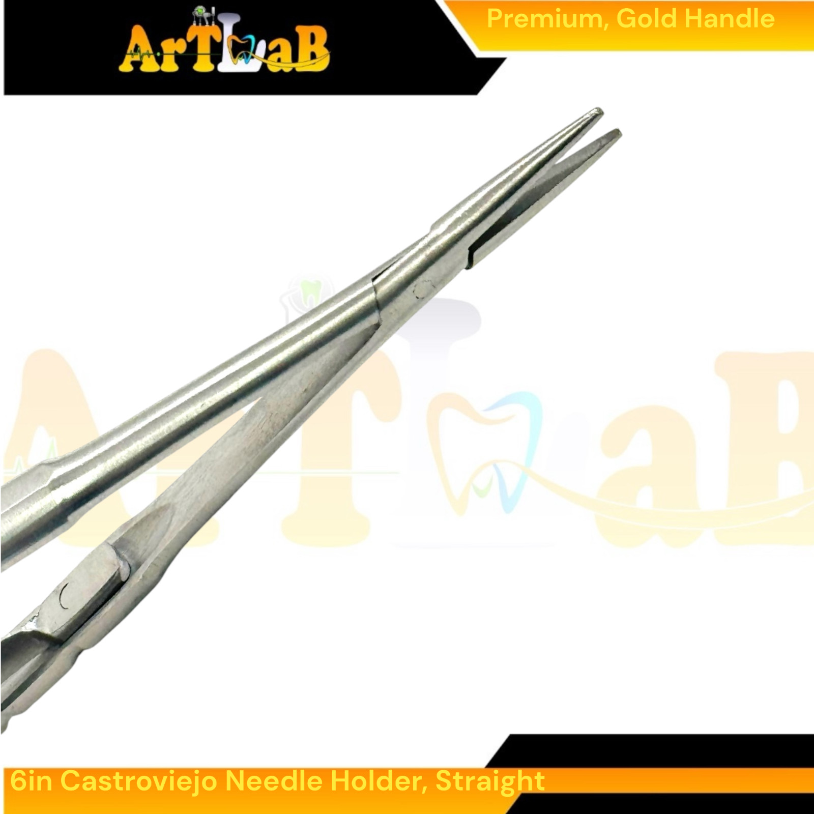 Set of 3 Castroviejo Needle Drivers Cur & Str + Suture Tying Forceps w/Guide Pin
