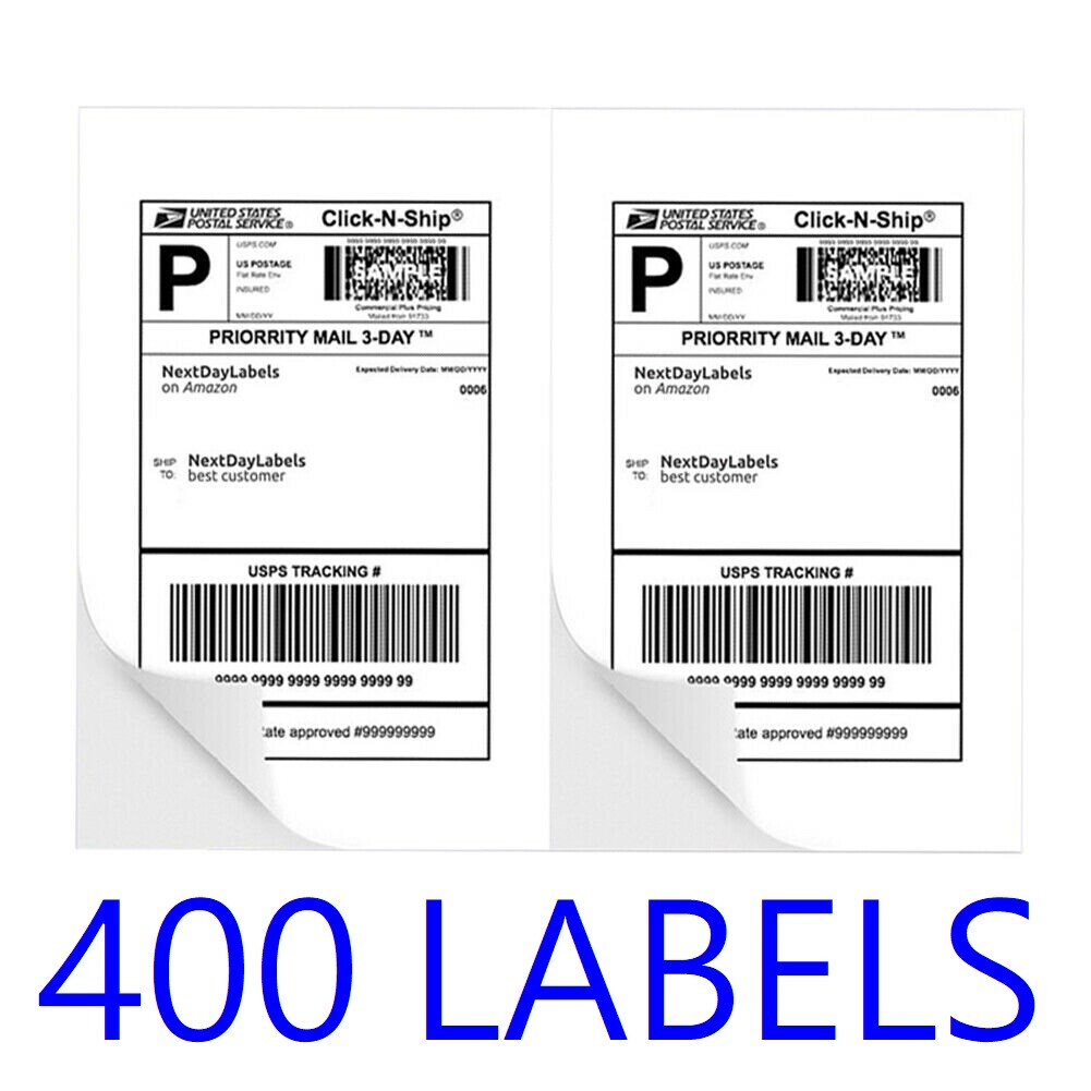 400 Shipping Labels Half Sheet Print STRONG ADHESIVE 5-1/2″ x 8-1/2″ Laser Ebay
