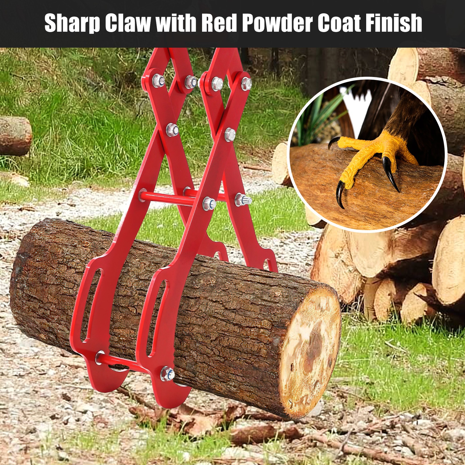 36″ Log Lifting Tongs 4 Claw Swivel Drag Grapple Hook Lifter Log Lifting Lumber