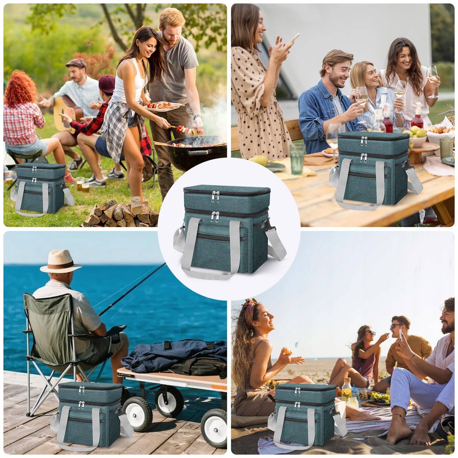 EEEKit Insulated Lunch Bag 14L Double Compartment Leakproof – Cooler Navy