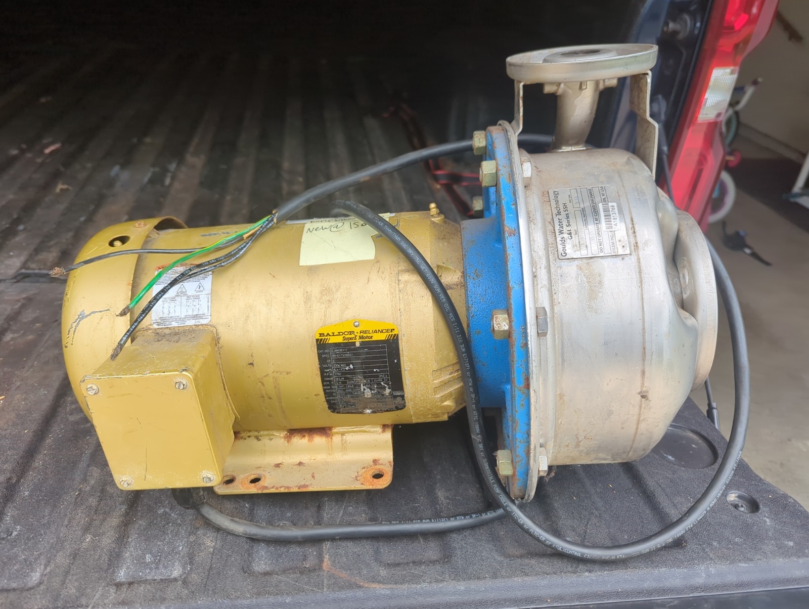 Baldor Reliance 3HP 230/460V 3PH Goulds 11SHK6 Stainless Centrifugal Pump 1×2-10