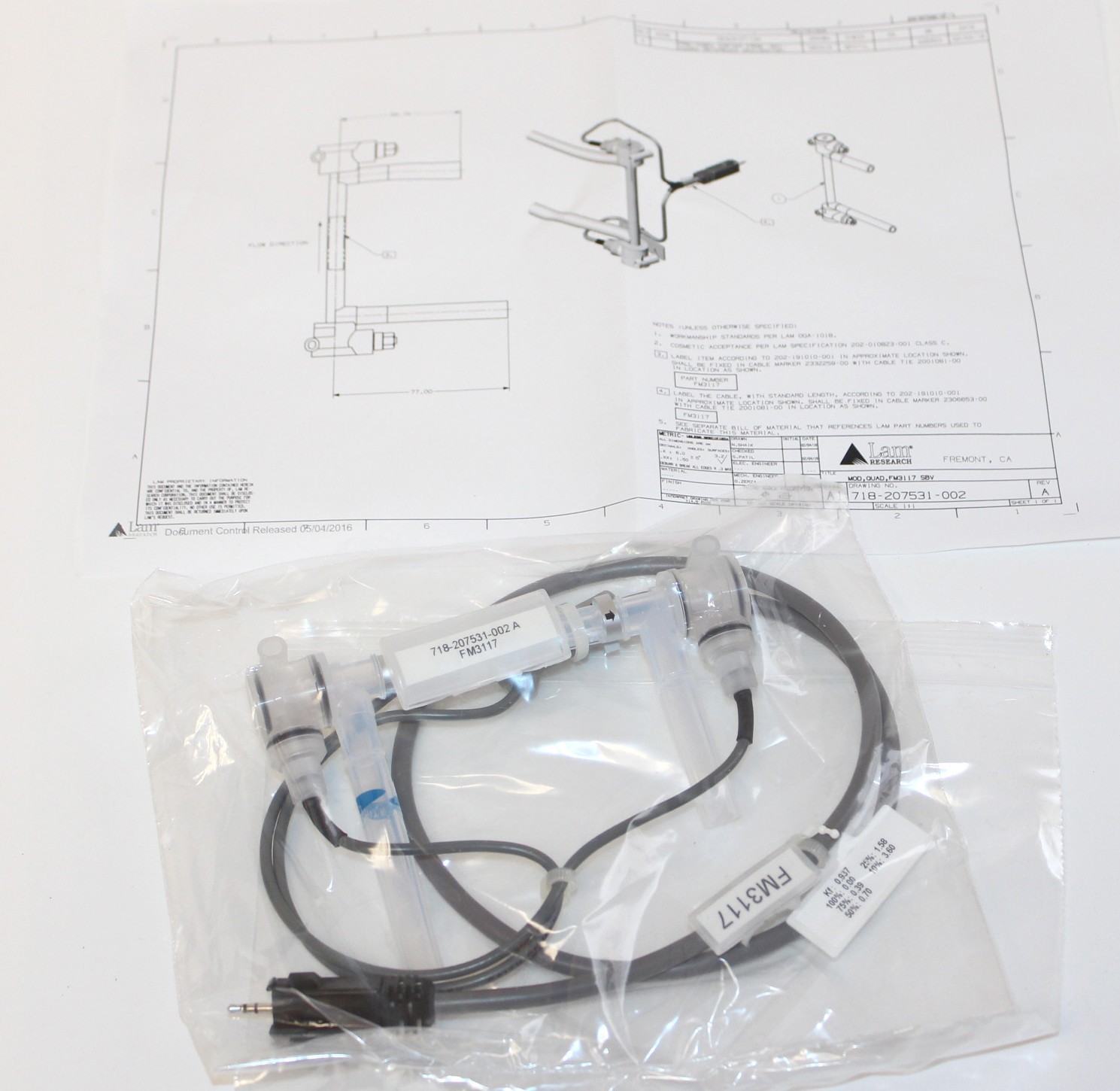 Lam Research LFS-04L-U ultrasonic inline flow Sensor, FL MTR, LFS-04L-U, 0-4 LPM
