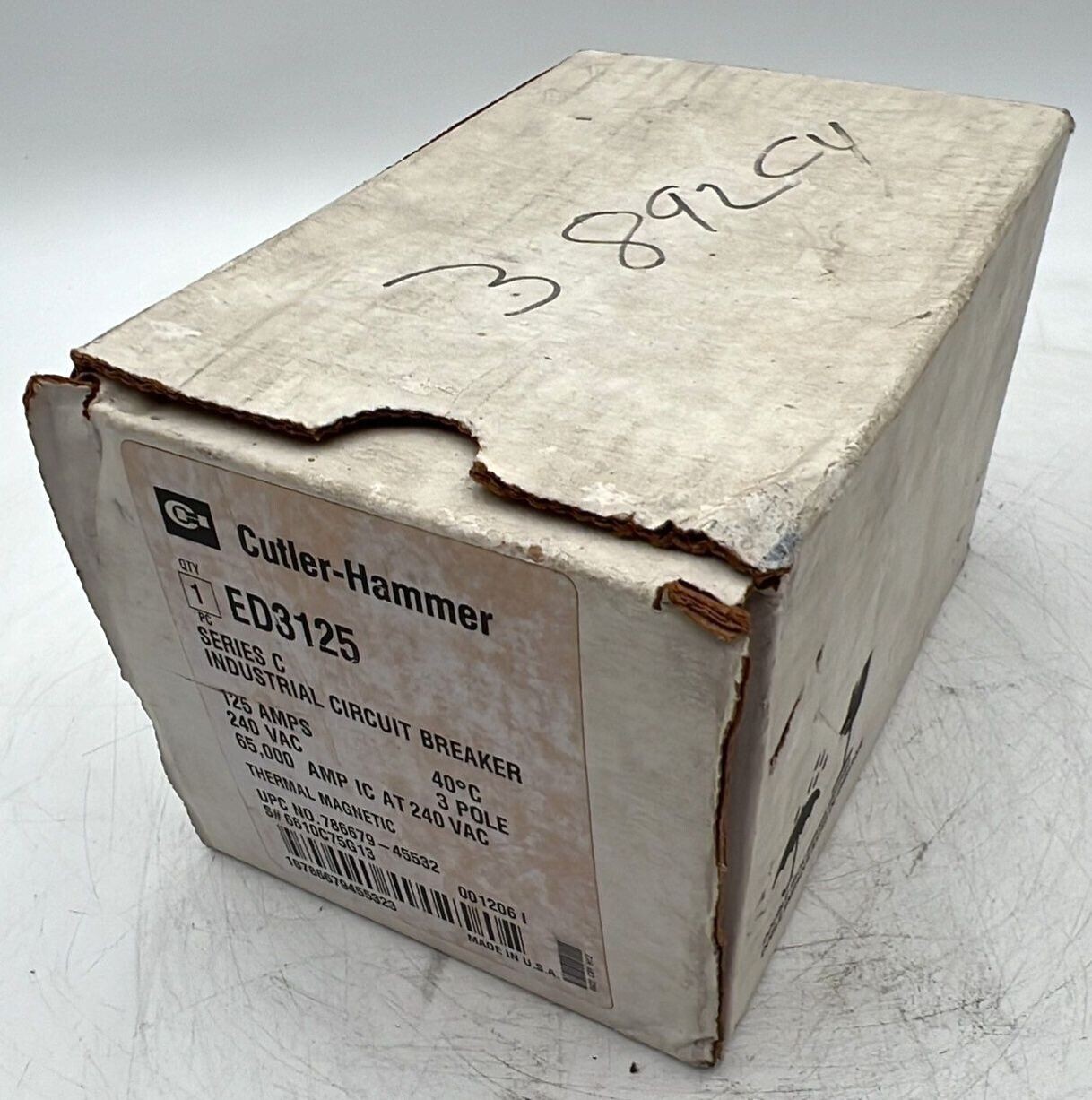 Cutler-Hammer ED3125 Circuit Breaker 125A 3P 240V ED 65k 125 Amp 3 Pole New