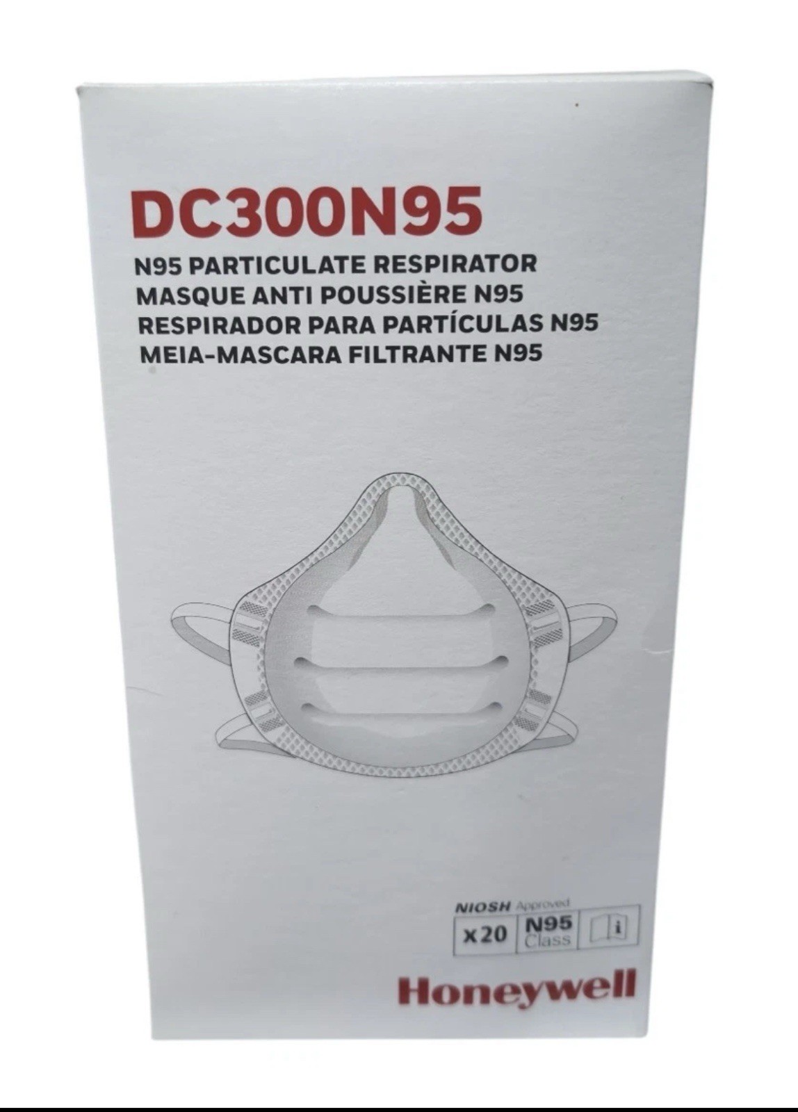 N 95 Mask 20 Count Honeywell DC300N95 Disposable N95 Respirators, NIOSH-Approved