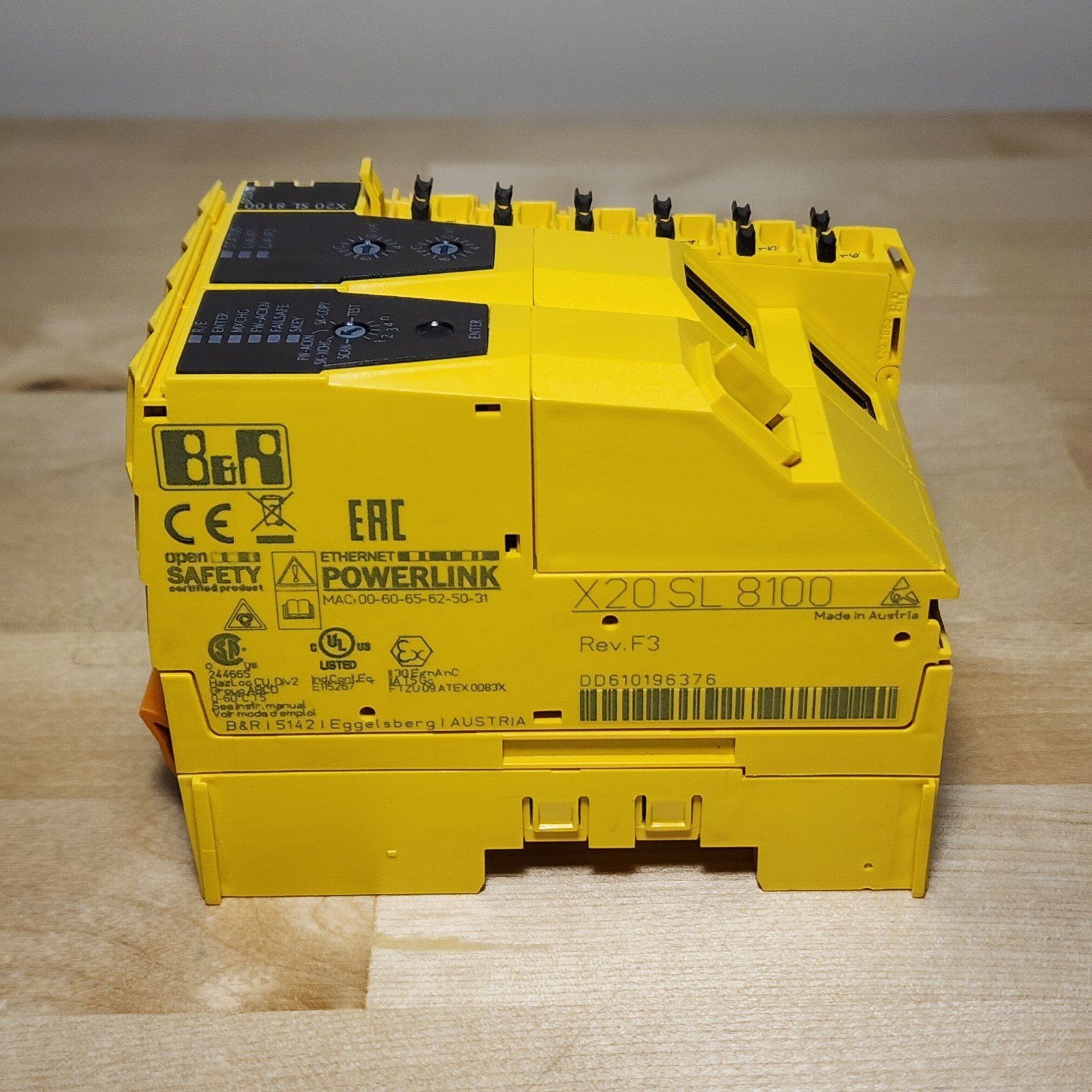 B&R X20SL8100 X20 SafeLOGIC Safety CPU Module openSAFETY Controller 24VDC