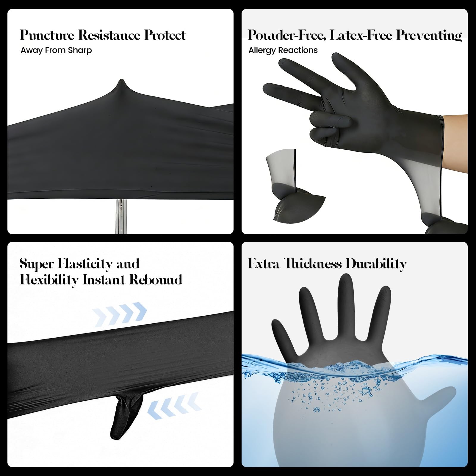 Xandoval Kids Nitrile Gloves for 6-10 Years, 5Mil Black Small, of 50pcs