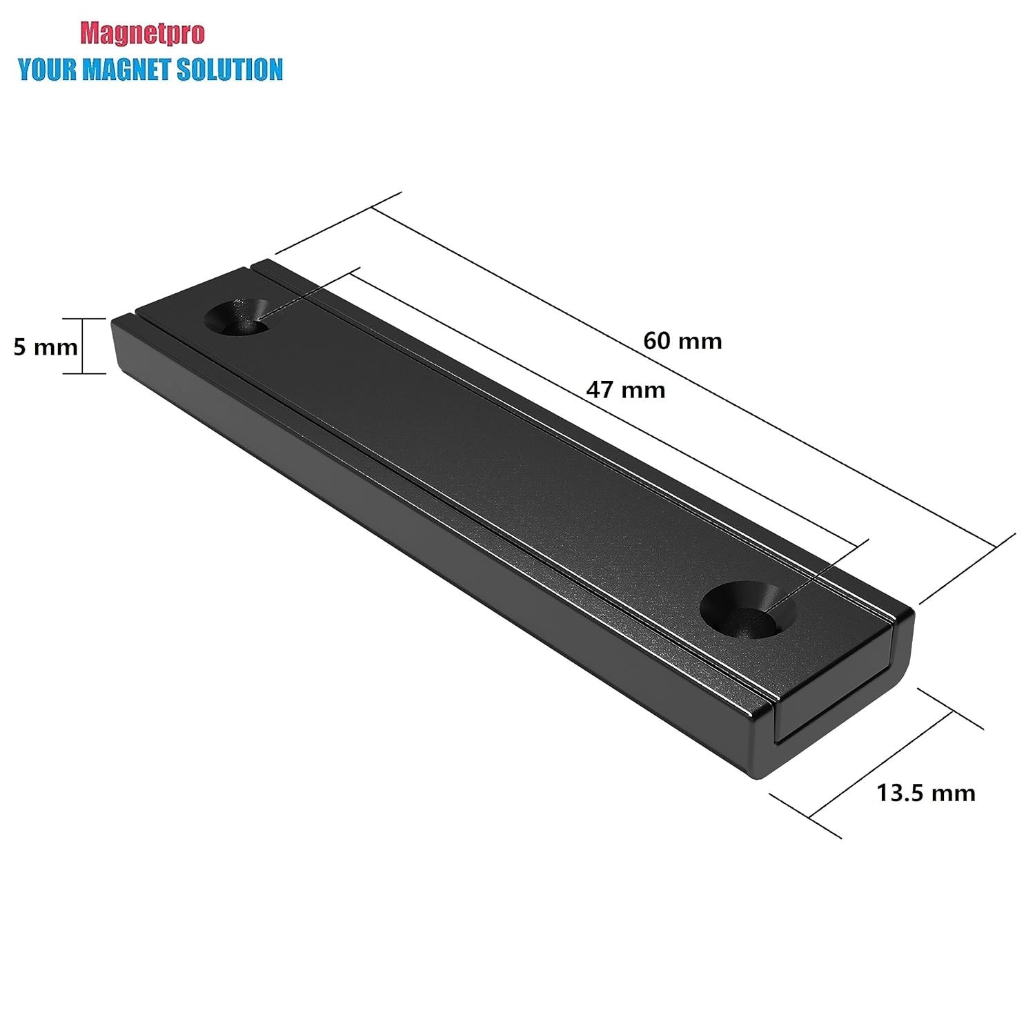 Rectangular Magnets 80 LBS Force Size 2.36″ x 0.53″ x 0.20″ Black Epoxy Coati…