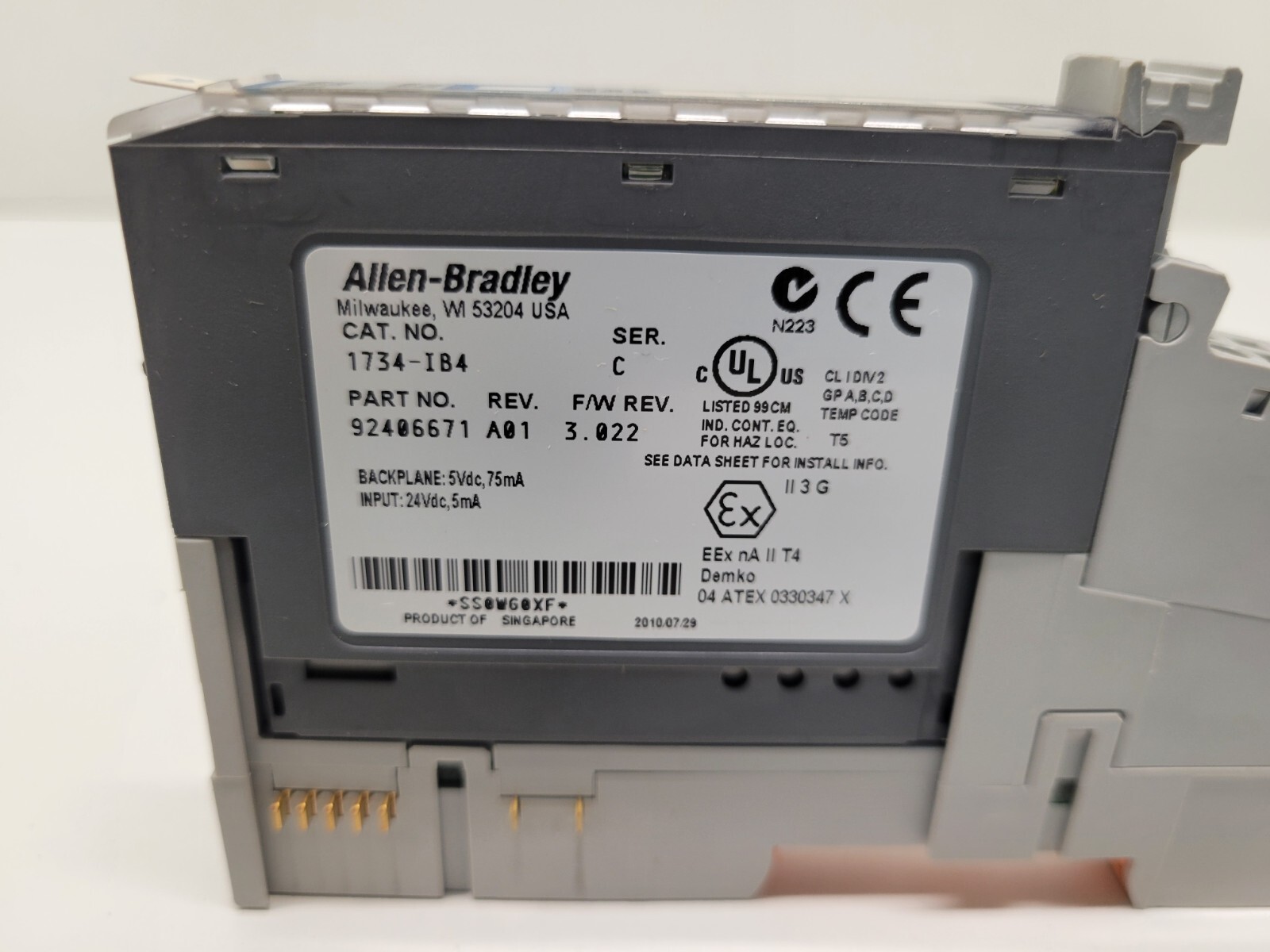 GOOD USED! ALLEN-BRADLEY 24VDC SINK INPUT MODULE W/ BASE 1734-MB 1734-IB4