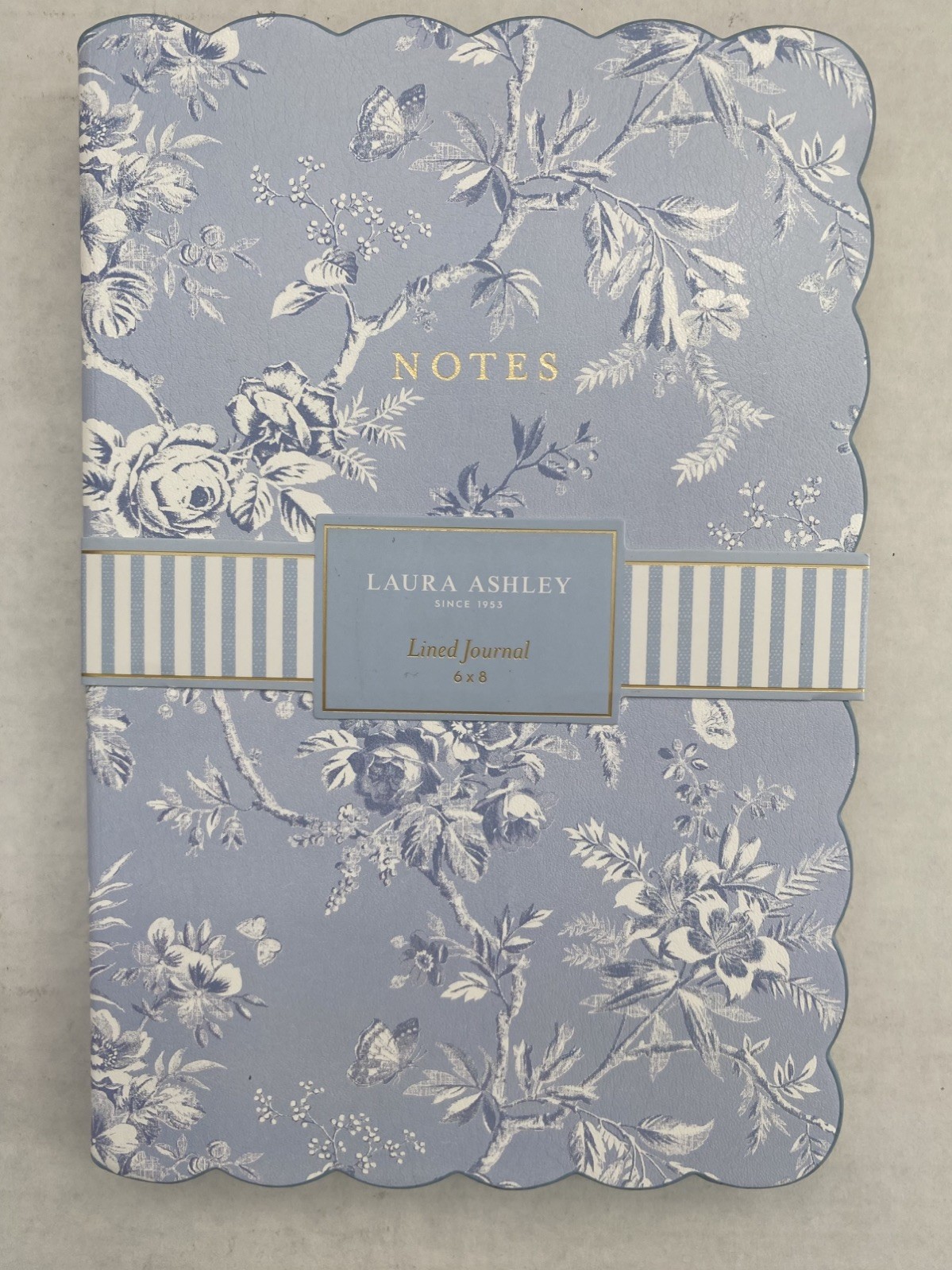 Laura Ashley Shabby Chic Green Print Scalloped Hardcover Journal Gold Edge – NEW