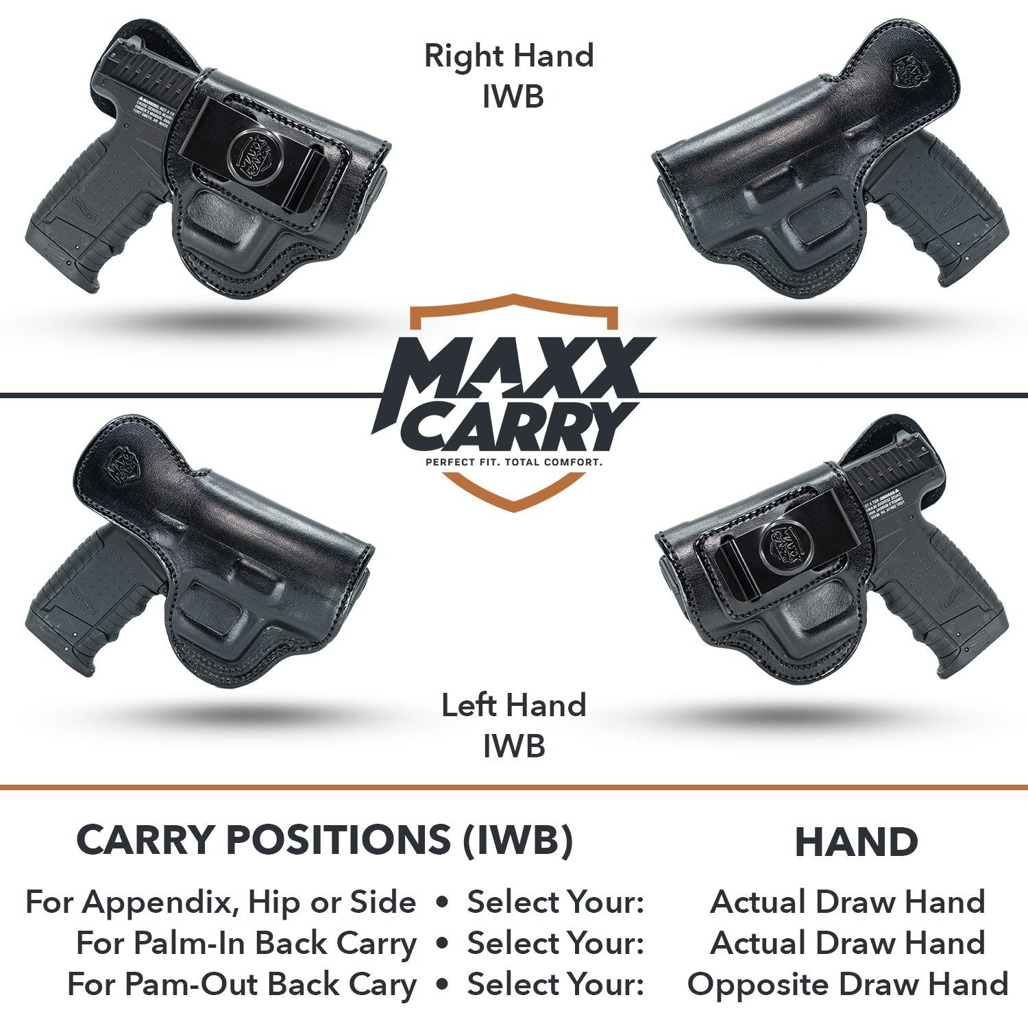 Maxx Carry Inside The Waistband Leather Holster Fits SIG P365 XL. IWB Holster.