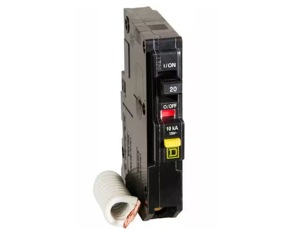 Square D QO120GFICP 120 VAC 20A Mini Ground Fault Circuit Breaker – Black