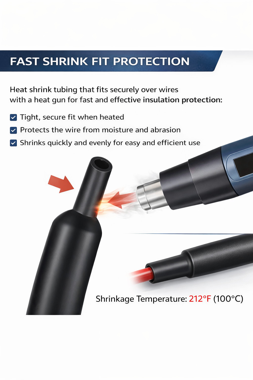 3/8″ Inch 100 FT. 100′ Feet BLACK Polyolefin 2:1 Heat Shrink Tubing Tube UL