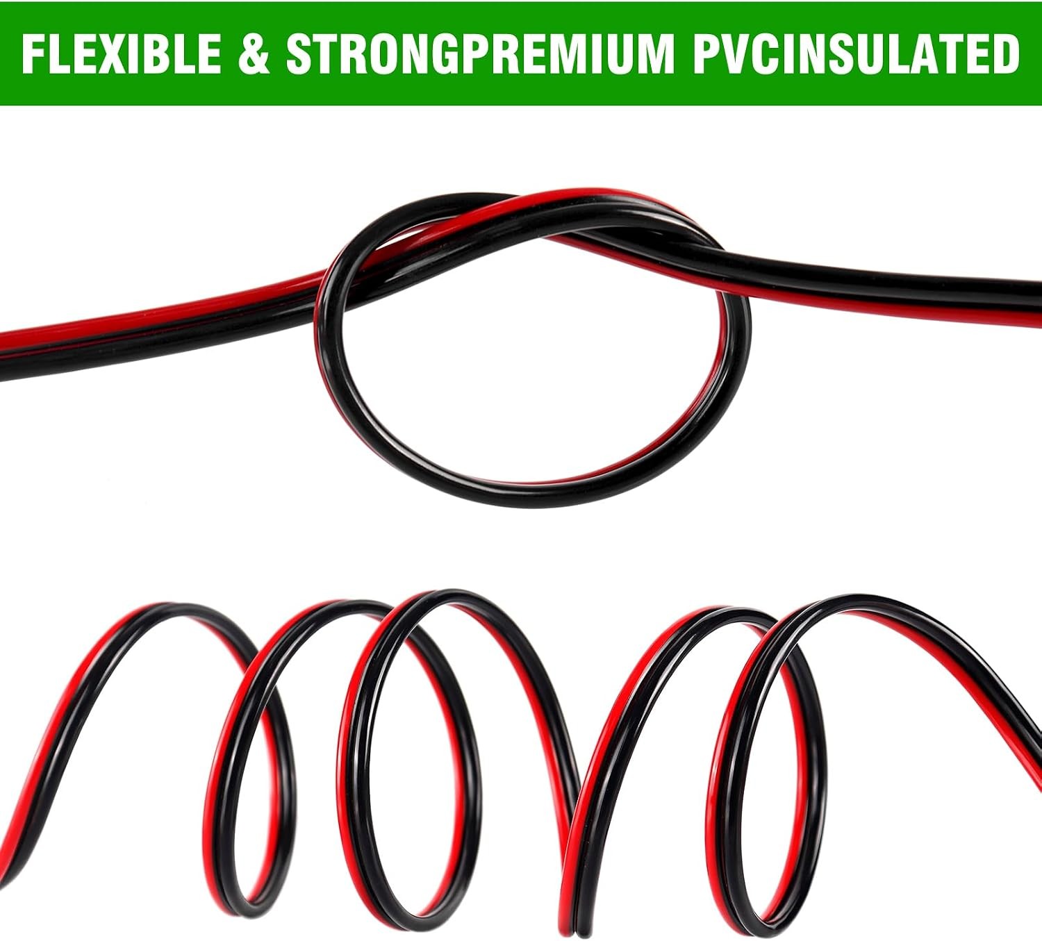 12 Gauge Wire 100FT, 2 Conductors Electrical Wire Red and Black Cable, Low Volta