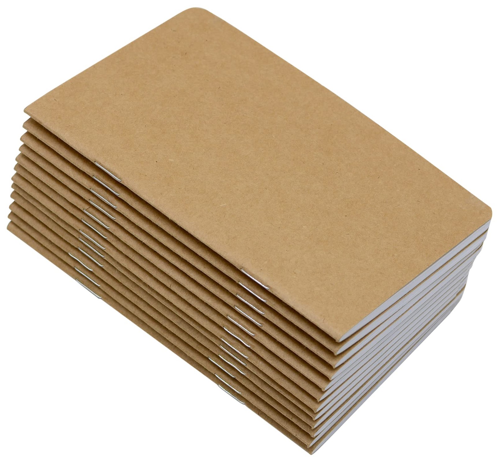 12 Pcs 5.5 Inch x 3.5 Inch Brown Cover Pocket Notebook 32 Sheets (64 Pages) B…