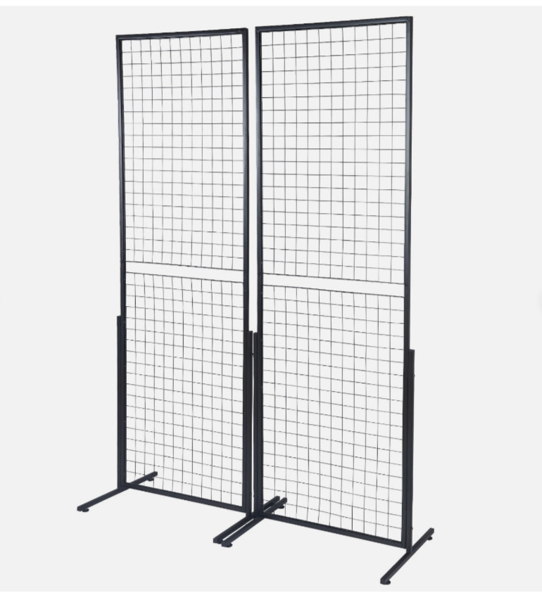 Gridwall Panel Tower with T-Base Floorstanding Display Kit, 2-Pack Black 2’x6′