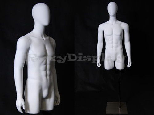Egg Head Male Mannequin Torso with nice body figure and arms #MD-TMWEG